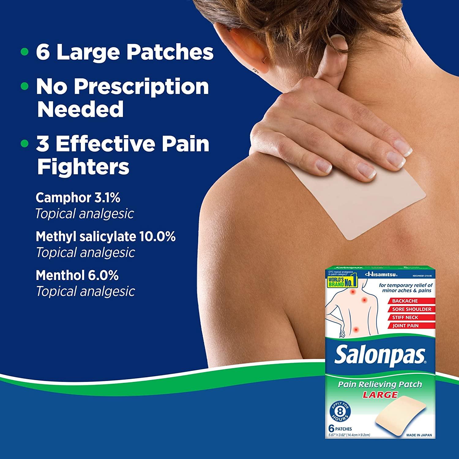 Salonpas Pain Relieving Large Patches 5 67 x 3 62 18 Patches (6 Ea x