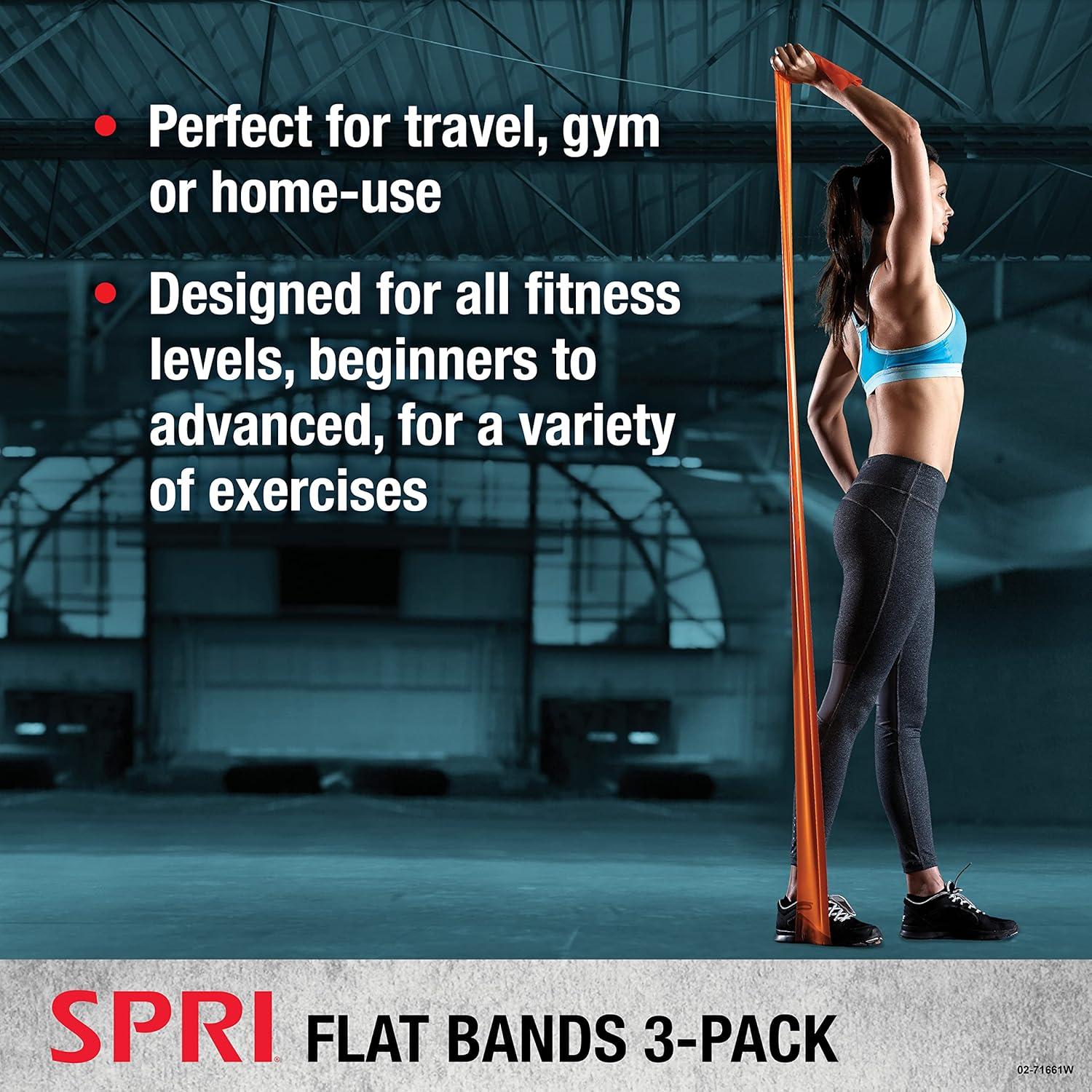 SPRI Flat Bands 3Pack Resistance Band Kit for Strength Training