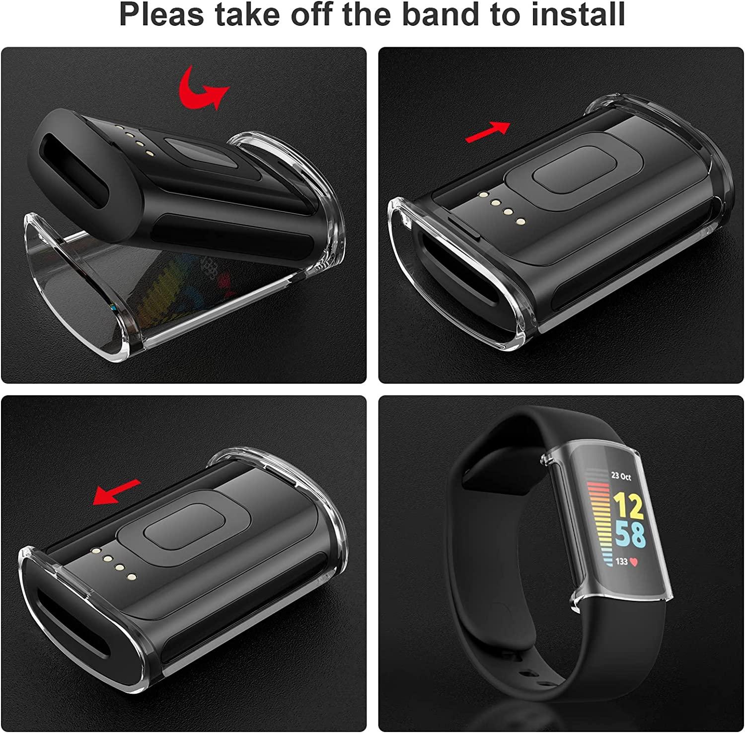 Cuteey 4 Pack Screen Protector for Fitbit Charge 5 Only,Slim Soft Full TPU Cover Case for Fitbit