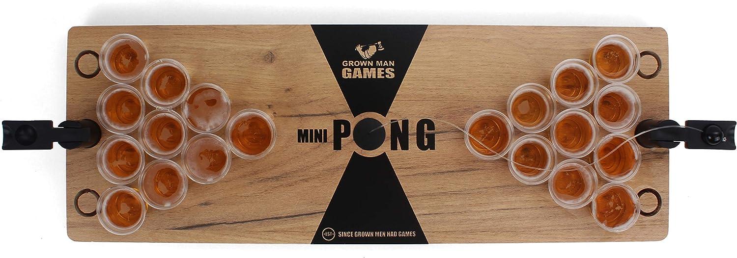 Grown Man Games Mini Beer Pong Set Fun Tabletop Drinking Party Game