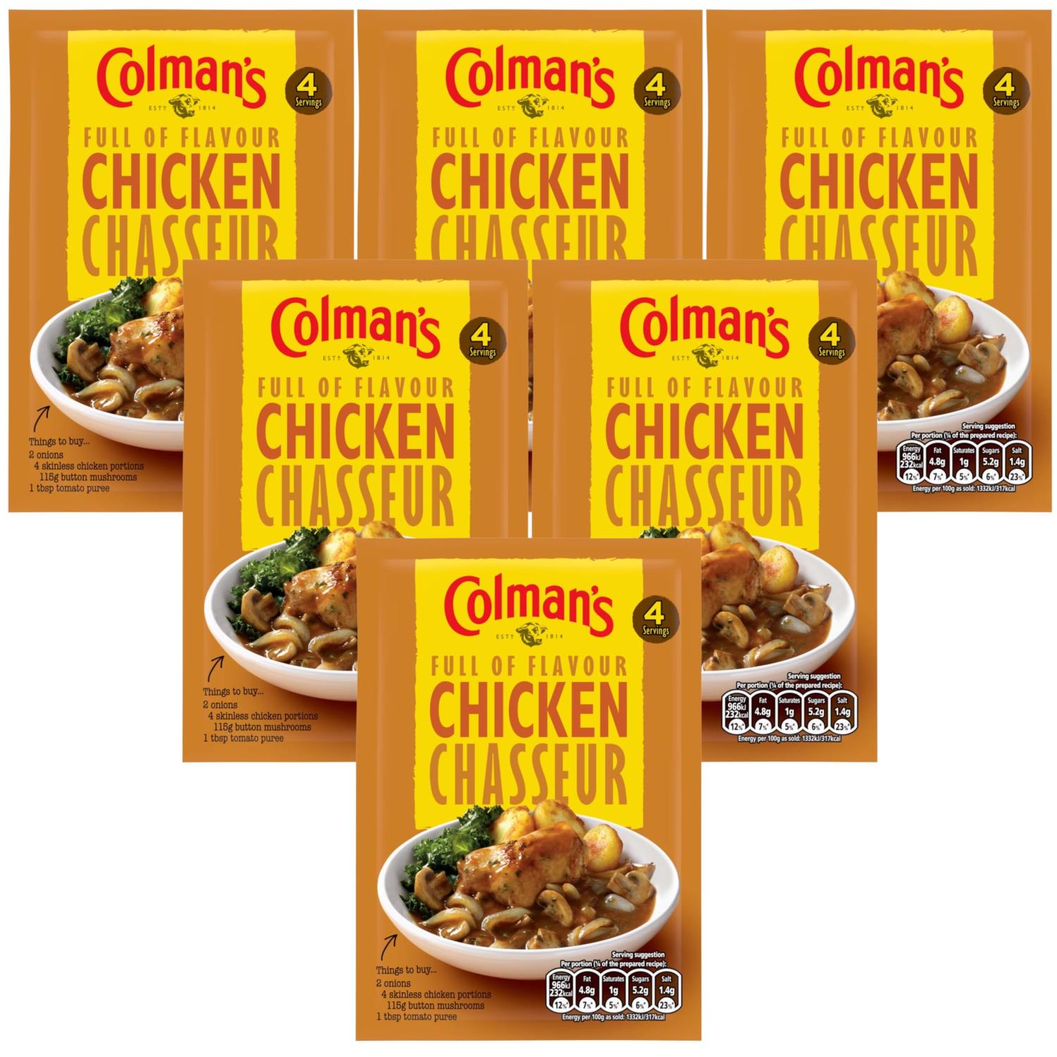 Colmans Chicken Chasseur Recipe Mix Pack of 6 43g Each Gourmet