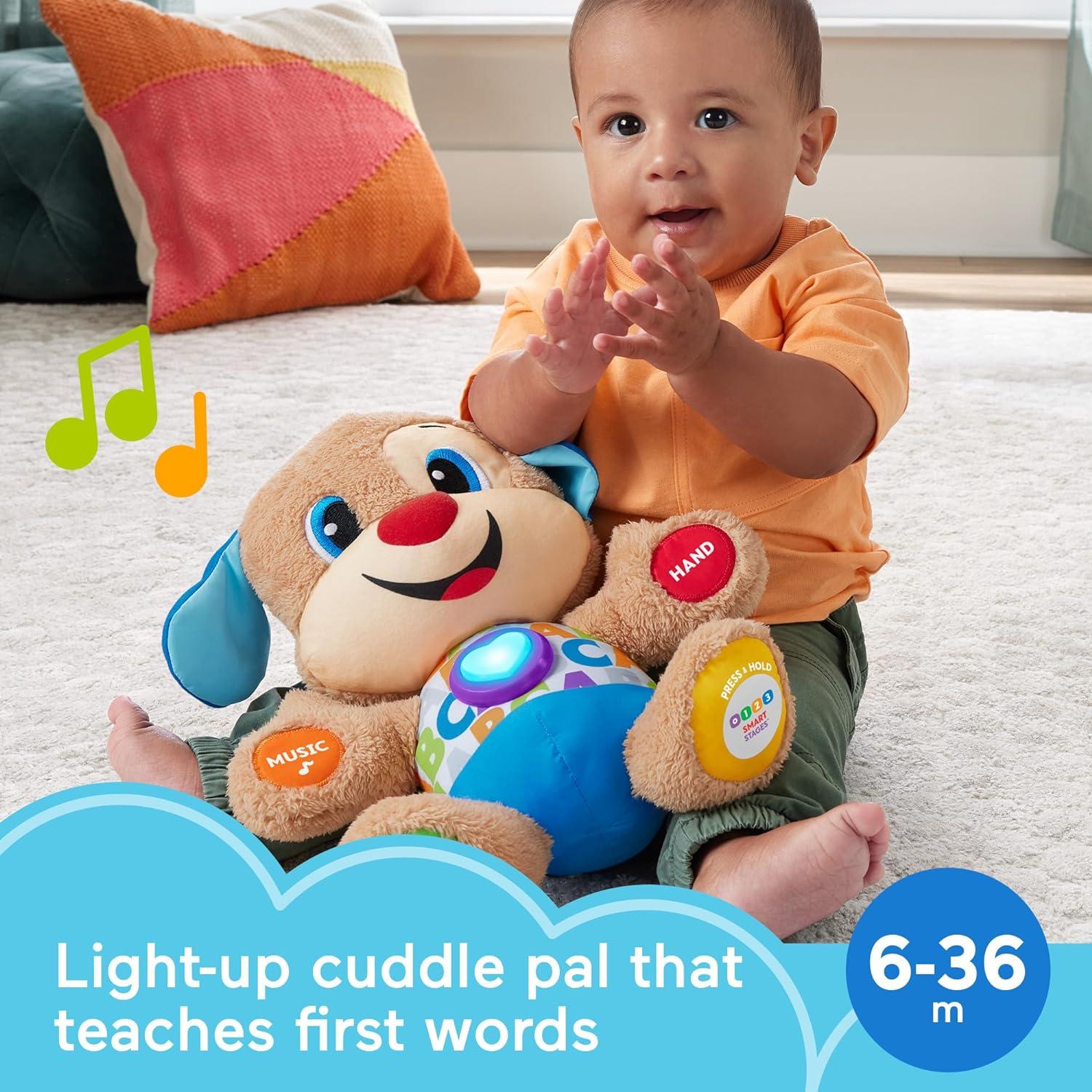 Fisher Price Laugh Learn Smart Stages Puppy Interactive Baby Toy Educational Toy for 1 Year Olds UK English Version