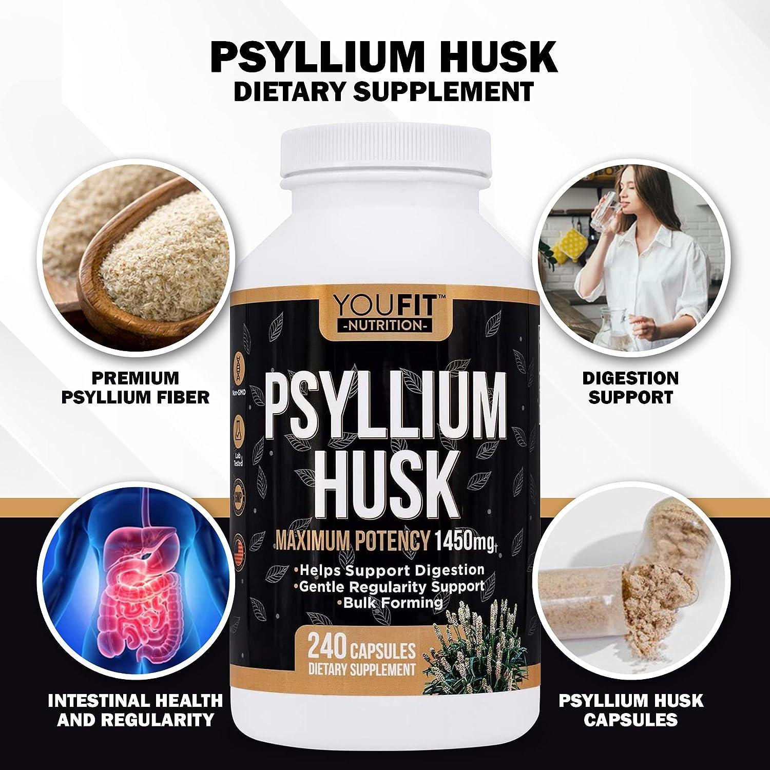 YouFit Nutrition PSYLLIUM Husk Capsules Premium Psyllium Fiber