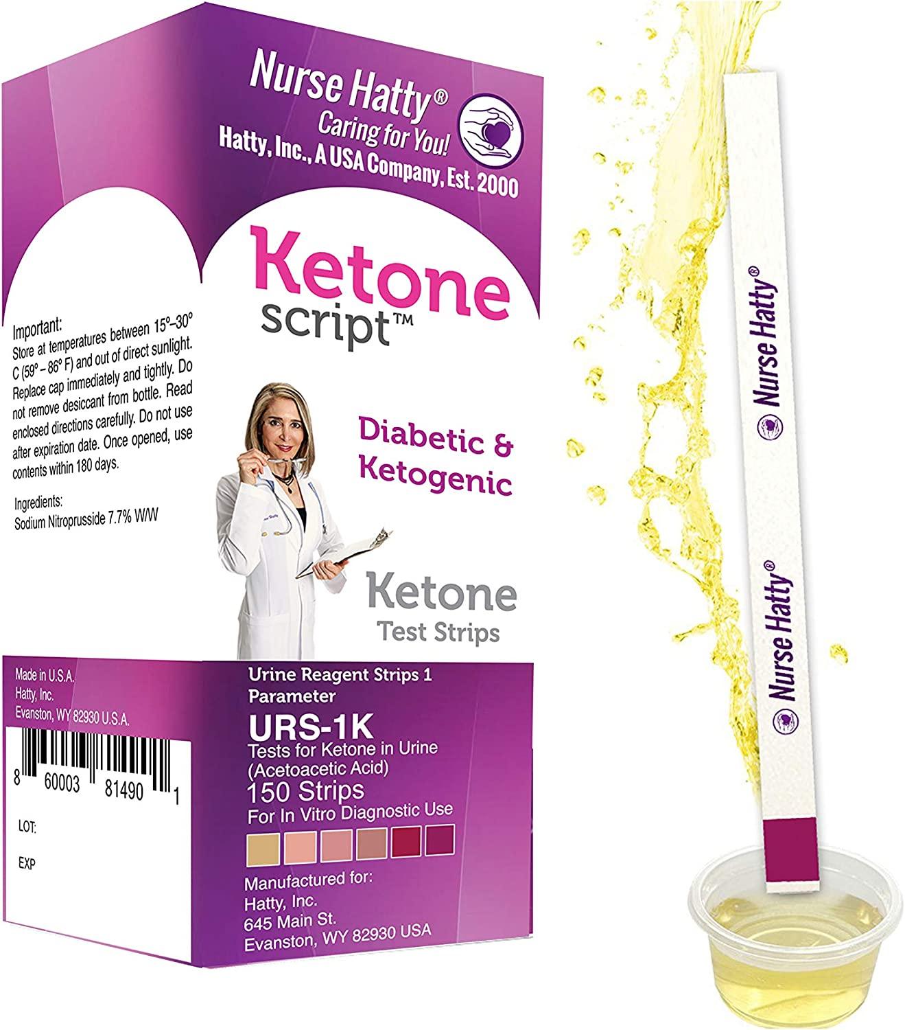 Nurse Hatty Diabetic & Ketogenic Keto Strips 150ct Long Ketone Test