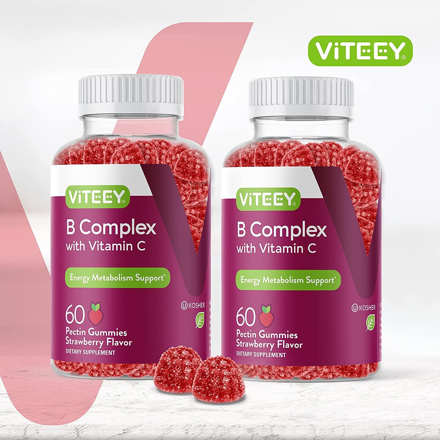 Vitamin B Complex Gummies with Vitamin C, B6, B12, Niacinamide, Folic Acid, Biotin, and Calcium