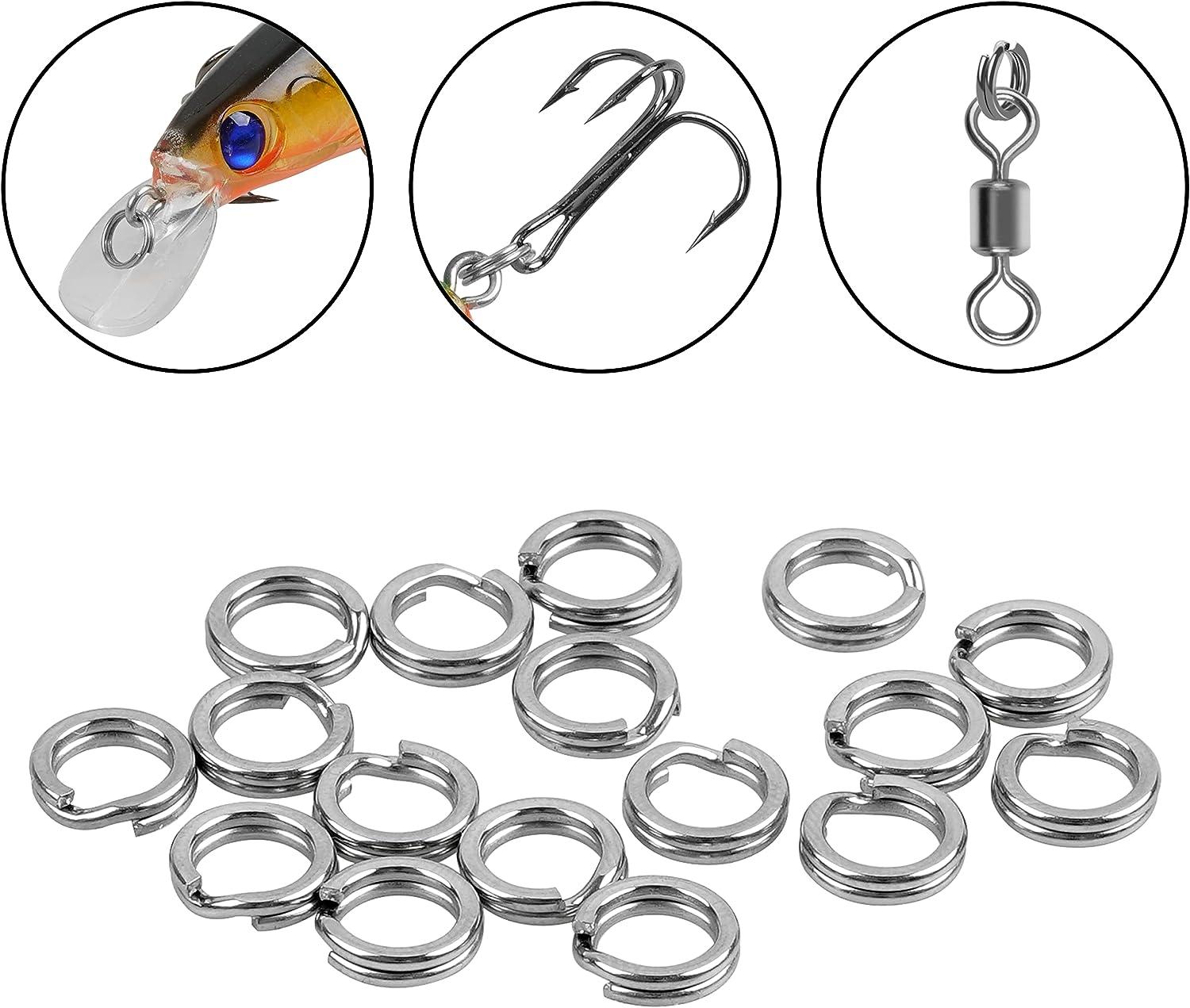 Hilitchi 210pcs [9-Sizes] Stainless Steel Fishing Split Rings Fishing Tackle Ring Chain High Strength Heavy Fishing Lures Connec, Stainless Steel