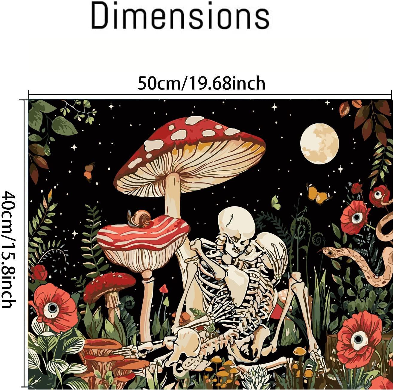 Clendo Mushroom Skull Paint by Numbers for Adults Skeleton Trippy