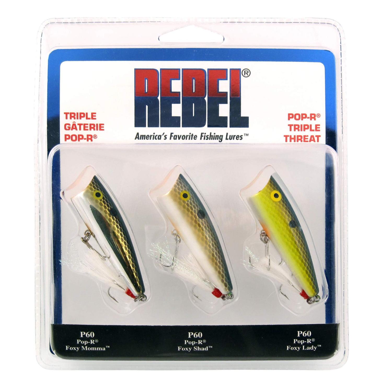 Rebel Lures Pop-R Topwater Popper Fishing Lure Triple Threat 3