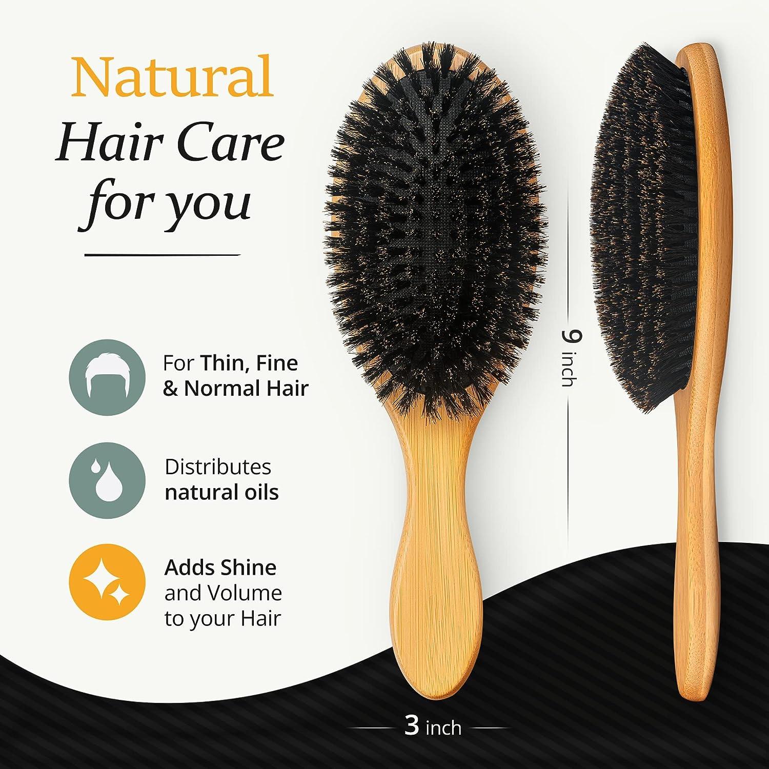 Belula 100% Boar Bristle Hair Brush for Men Set. Soft Hairbrush for Thin,  Normal and Short Hair. Boar Bristle Brush and Wooden Comb for Men. Free 2 x