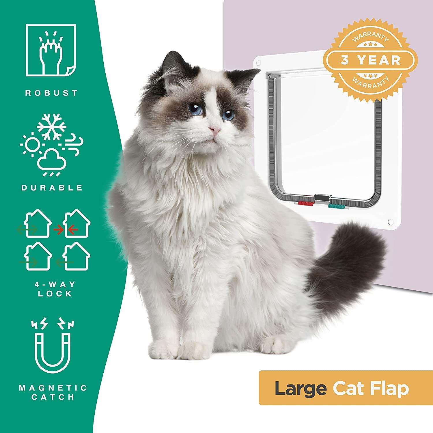 Hakuna Pets Standard Cat and Small Pet Door - Large White (Up to