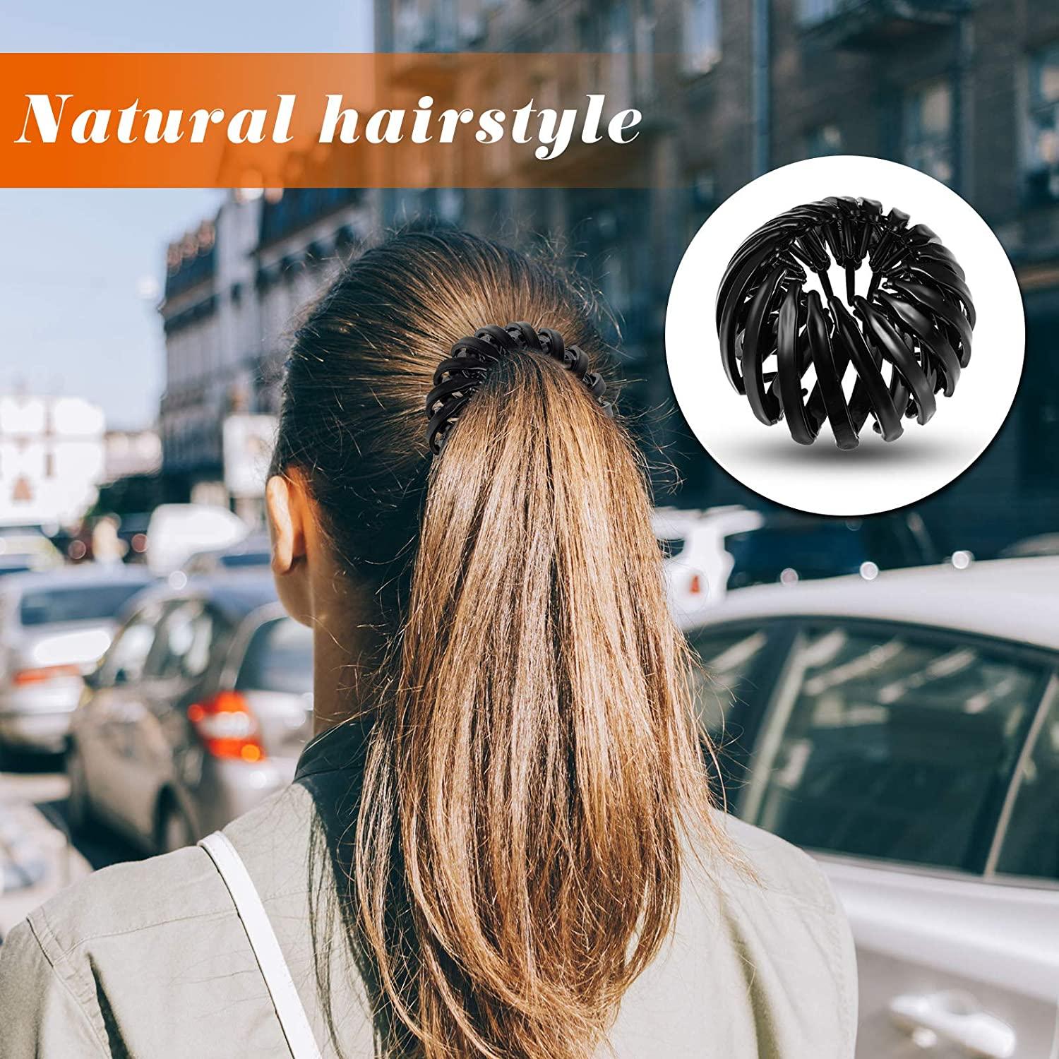 4 Pieces Bird Nest Hair Clips Expandable Ponytail Holder Ponytail