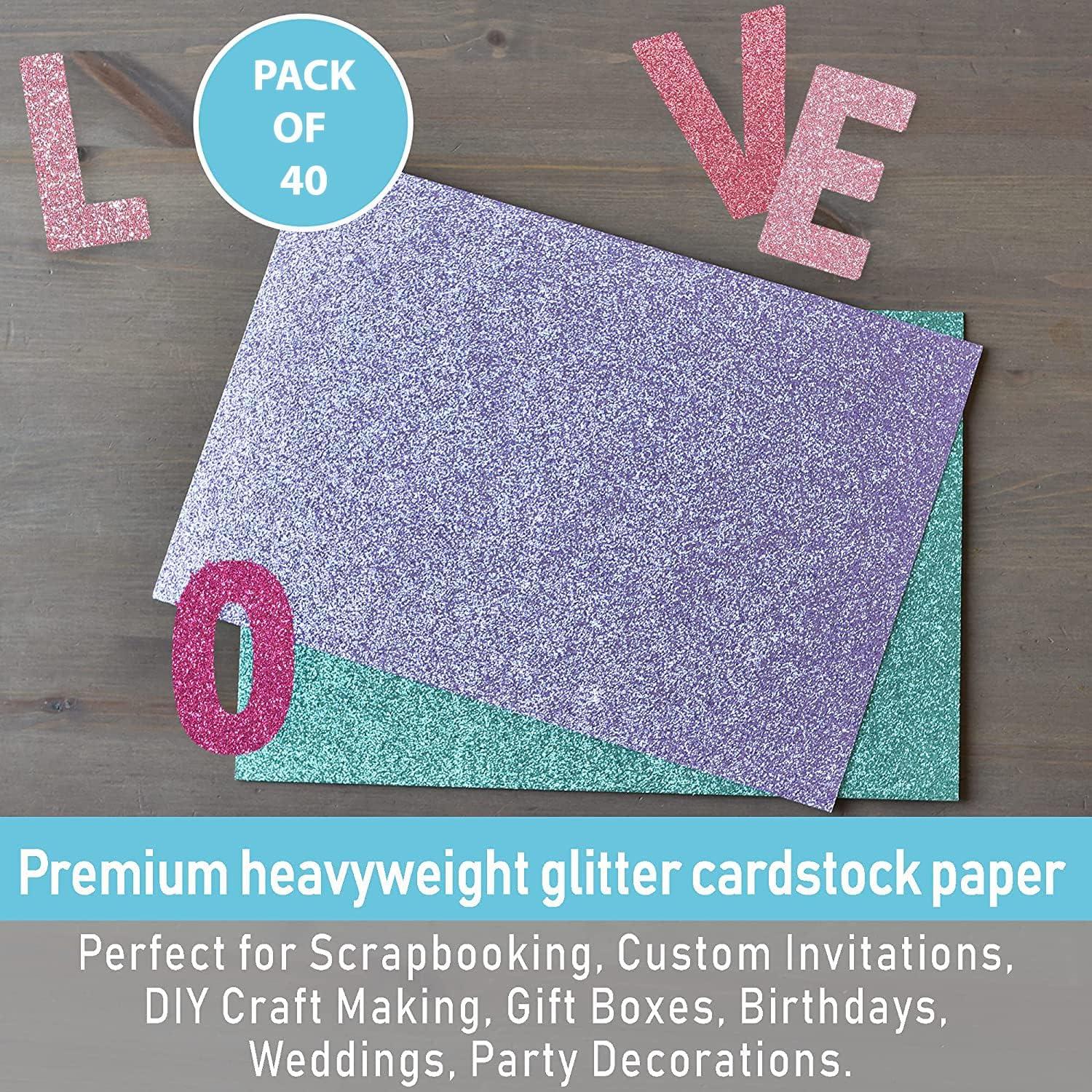 SANZIX Glitter Cardstock Paper 40 Sheets 20 Colors 110lb. 300 GSM