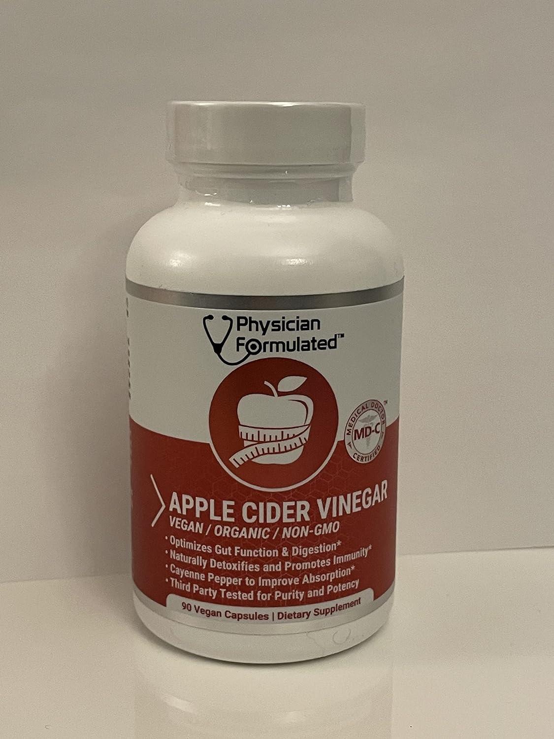 Physician Formulated 100 Organic Apple Cider Vinegar Capsules 750mg in just 1 Pill Pure Raw