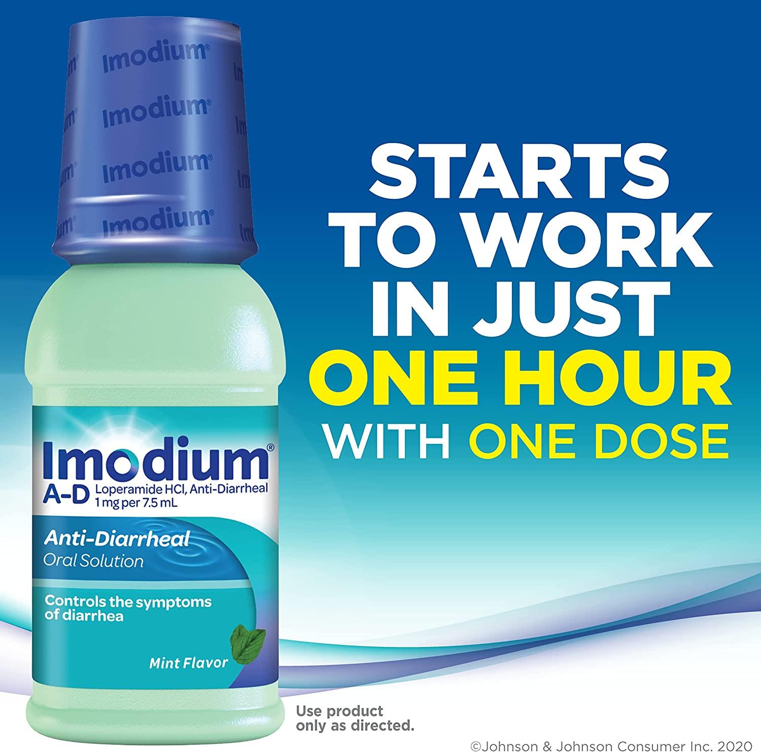 Imodium AD Liquid Oral AntiDiarrheal Medicine with Loperamide