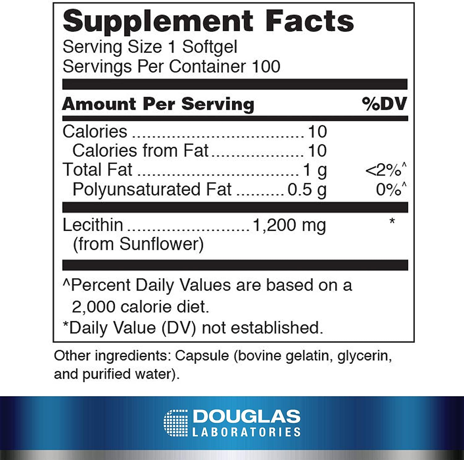 Douglas Laboratories Lecithin 1200 mg Supports Emulsification and Mobilization of Fats and