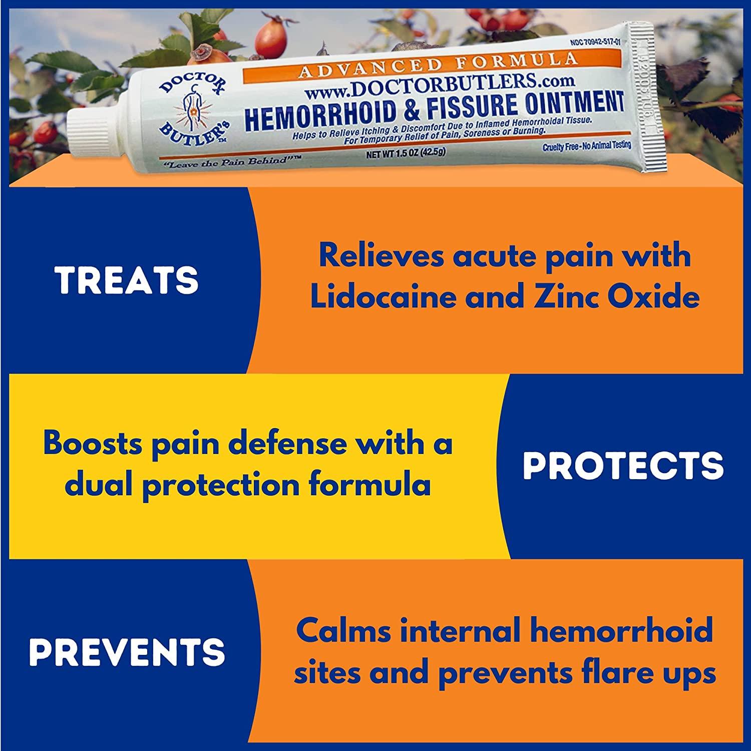 Doctor Butler's Advanced Hemorrhoid & Fissure Ointment Lidocaine Hemorrhoid Treatment That