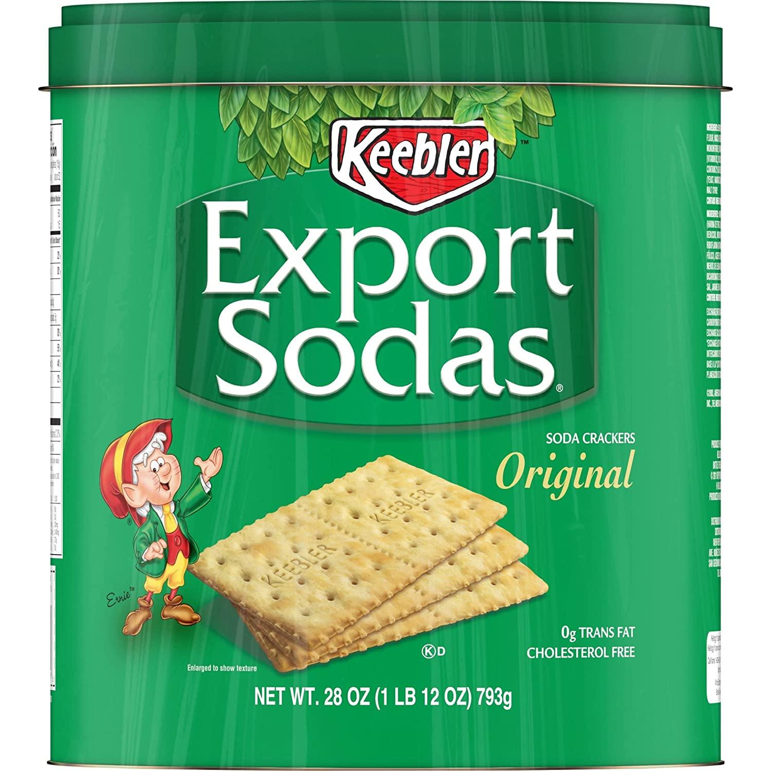 Export Sodas Crackers, Soup Crackers, Lunch Snacks, Original, 28oz Can