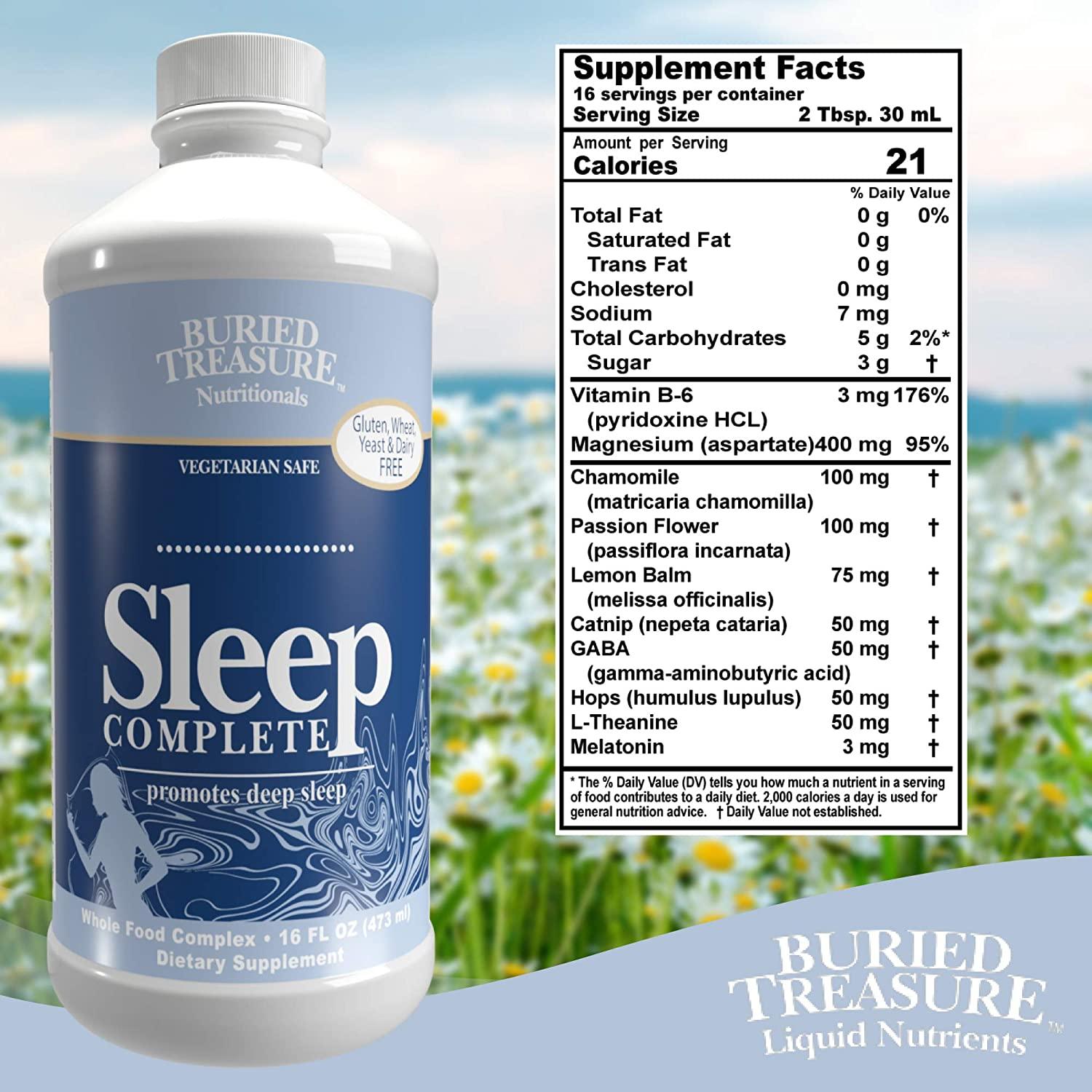 Buried Treasure Sleep Complete Herbal Sleep Aid with Chamomile, Melatonin & Lemon Balm 16 oz