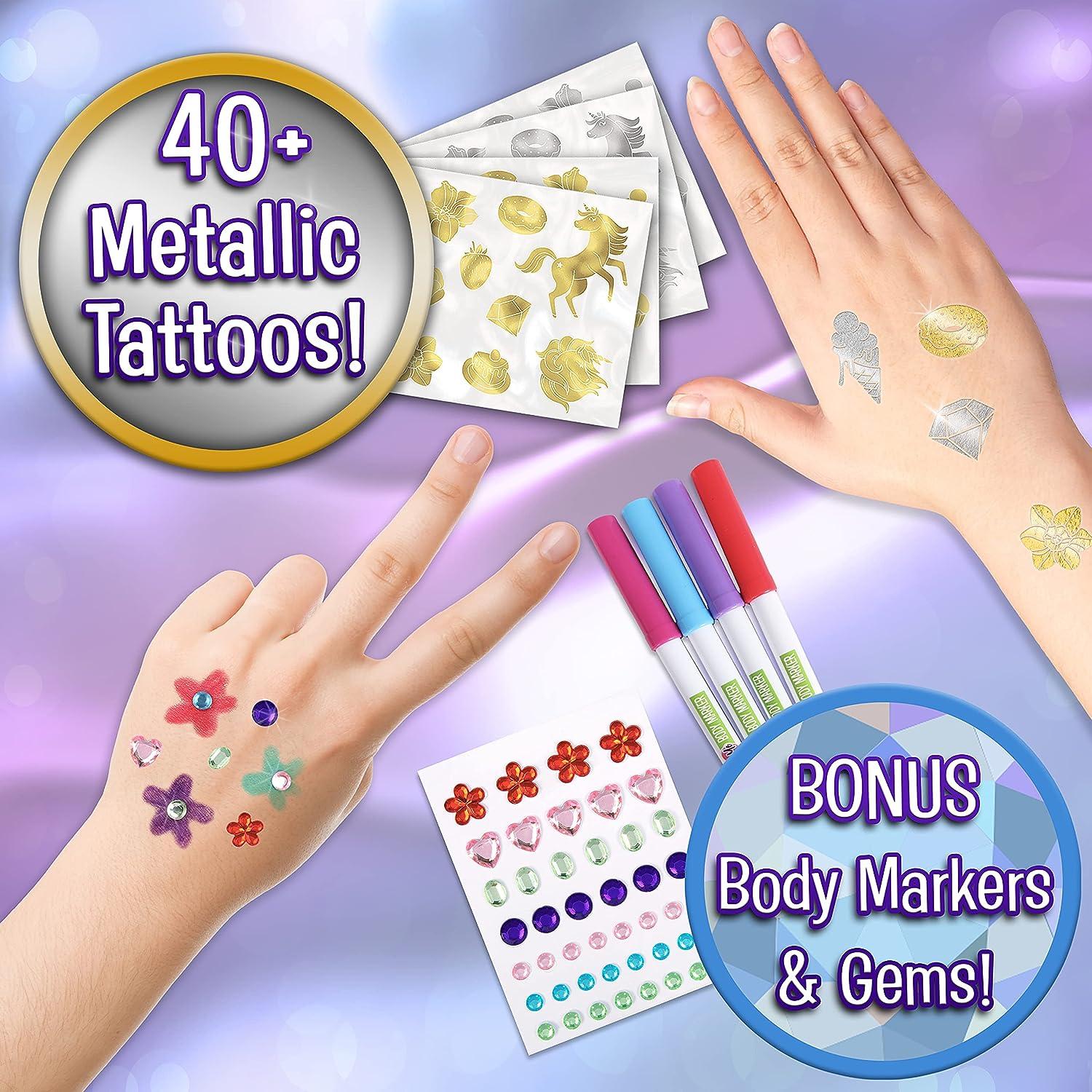 Creative Kids Temporary Body Glitter Tattoo Kit for Kids 150+ Temporary  Tattoos for Girls Unicorn Glitter Art Tattoo Stencils Brushes Birthday  Party Arts & Crafts Gifts for Girls Teen Tween Ages 6+