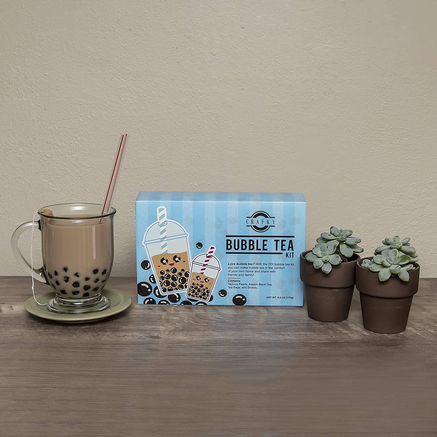 Crafky DIY Bubble Tea Kit, Complete with Boba Tapioca Pearls, Straws