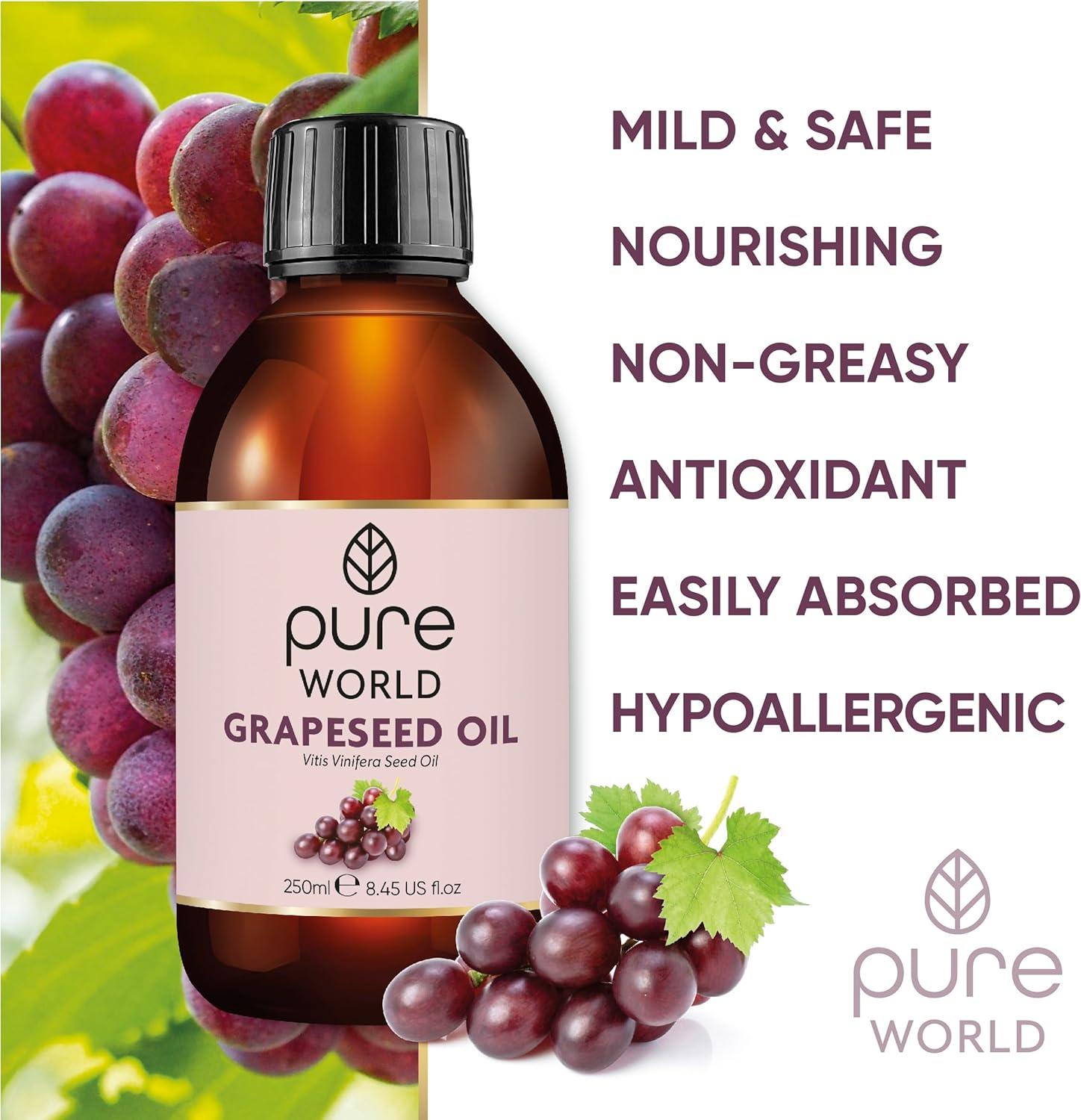 Pure World Natural Grapeseed oil 100 Pure and Undiluted. 250ml