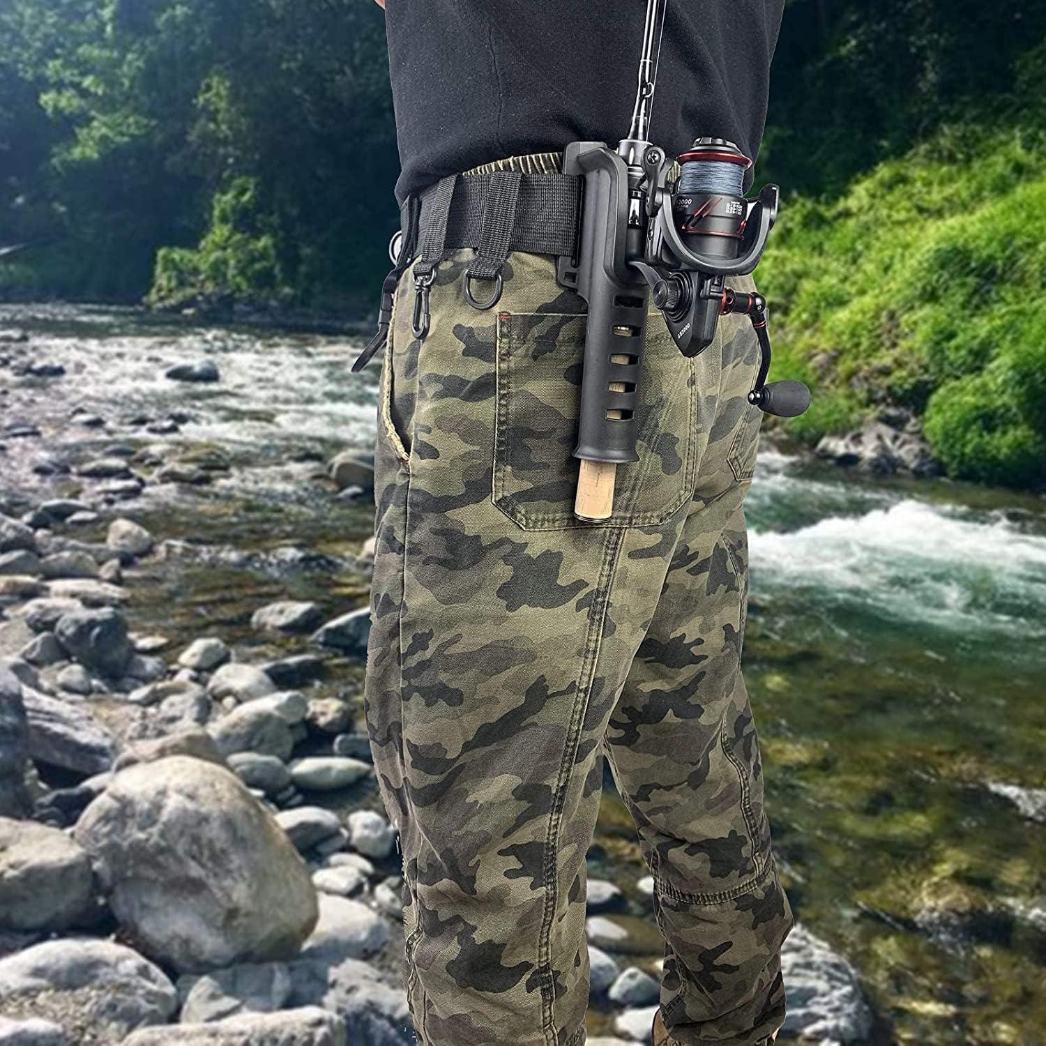 MEEYO Fishing Waist Belt Rod Holder Adjustable Belts Outdoor Lure Fishing  Tool Spinning Casting Pole Holder Equipped: Magnetic Buckle and Fishing  Lanyard, Black