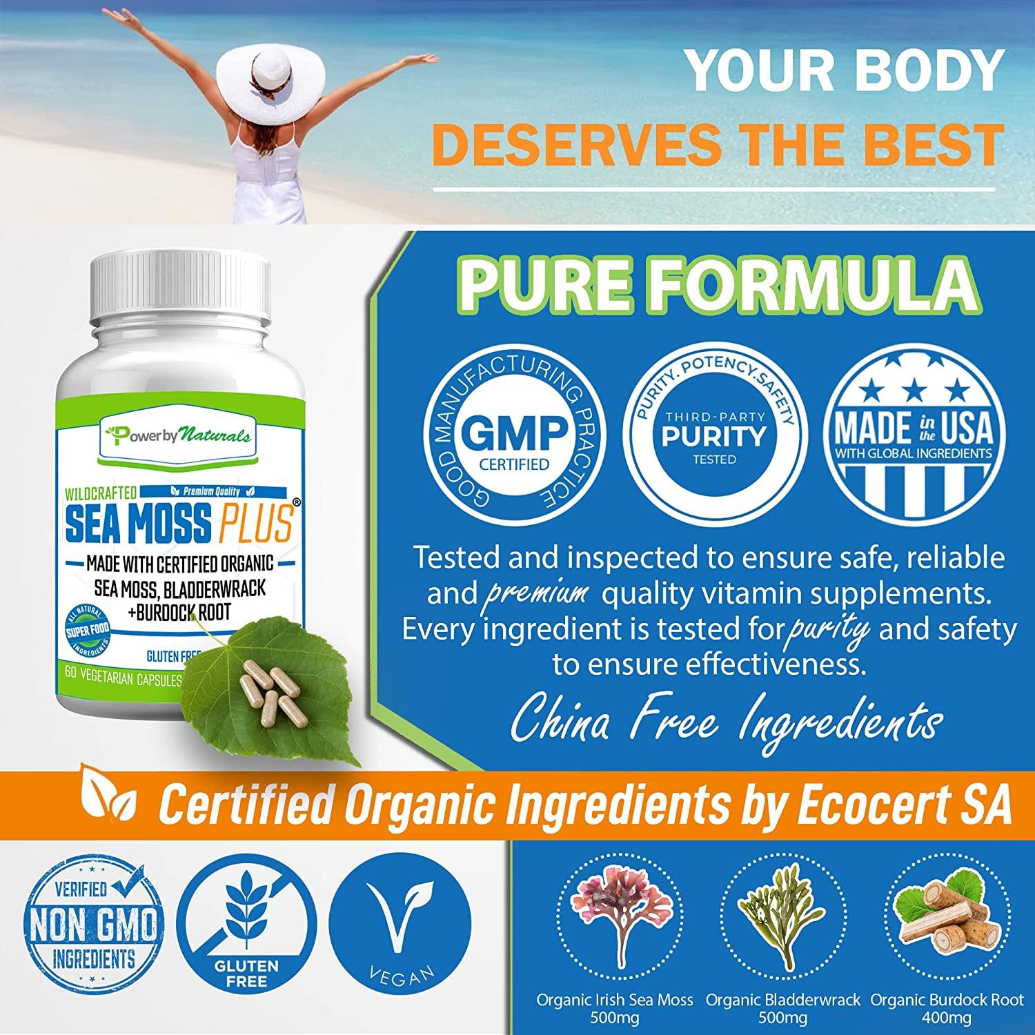 Power By Naturals Certified Organic Sea Moss Plus Supplements with