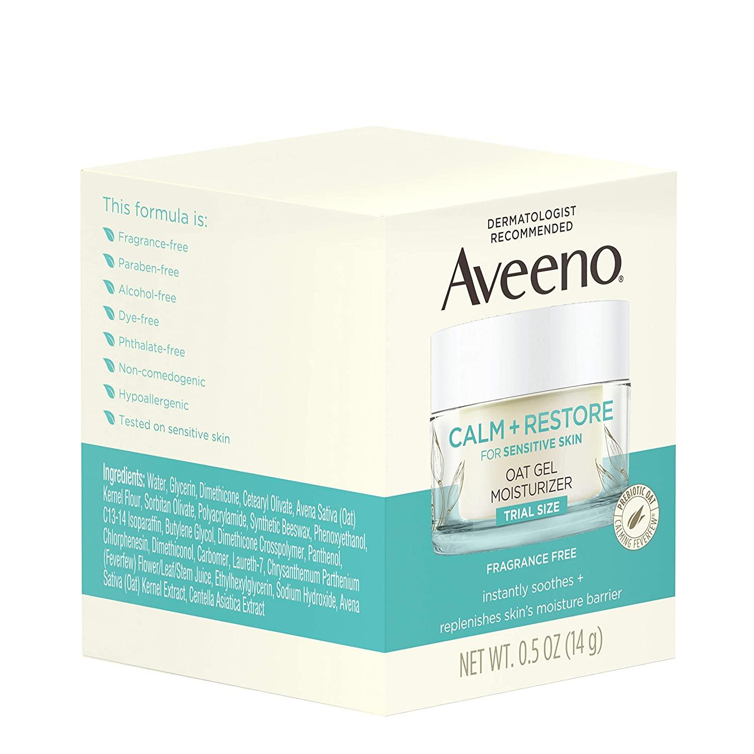 Aveeno Calm + Restore Oat Gel Moisturizer FragranceFree Trial Size