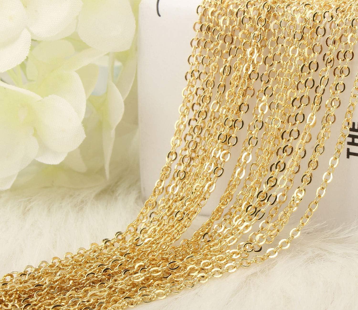 Wholesale 12 PCS Gold Plated Brass Cable Chains Necklace Bulk Finished  Chains for Jewelry Making (18 Inch(2MM)) Gold 18 inch-2mm