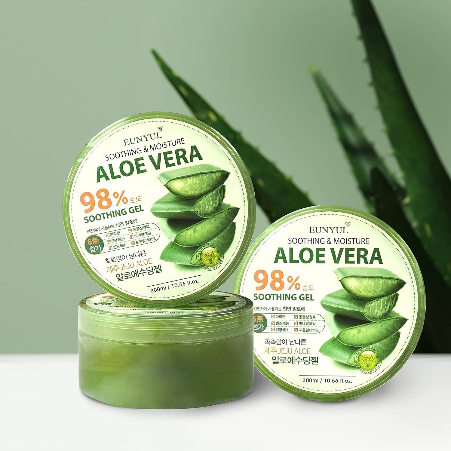 EUNYUL Pack of 3 Aloe Vera Soothing Gel 98% - 10.14 fl. oz. x 3 ea | Korean  Skin Care Cosmetics for Soothing/Moisturizing | After Sunburn Soothing Gel