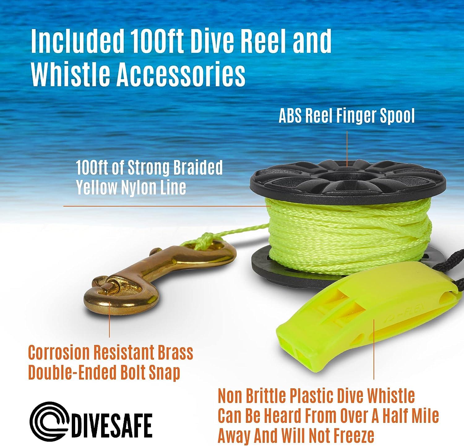 thumbnail image 2 of DiveSmart 6ft Surface Marker Buoy SMB - High Visibility Reflective With 100ft Dive Reel & Whistle 2 of 9