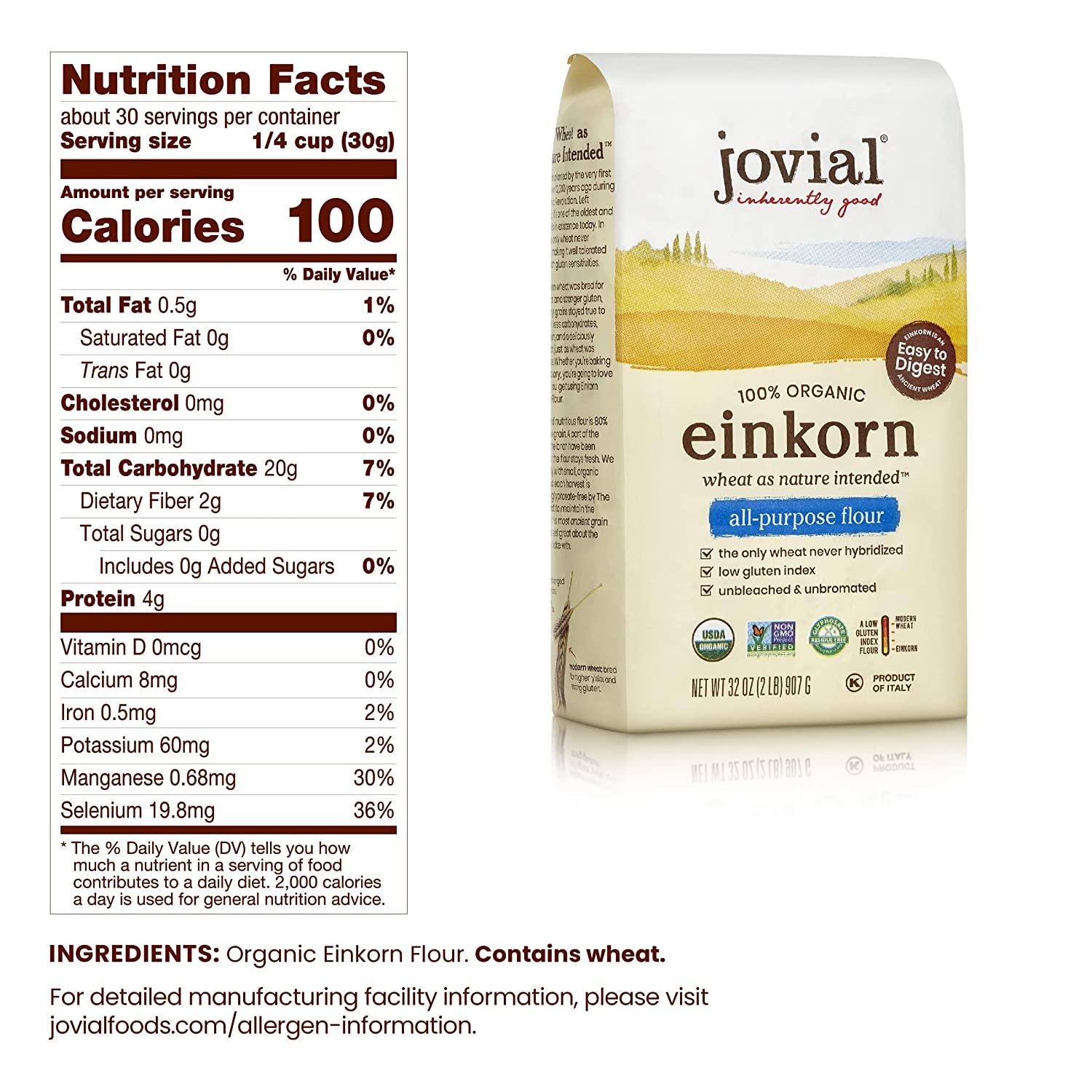 Jovial Einkorn Baking Flour 100 Organic Einkorn All Purpose Flour