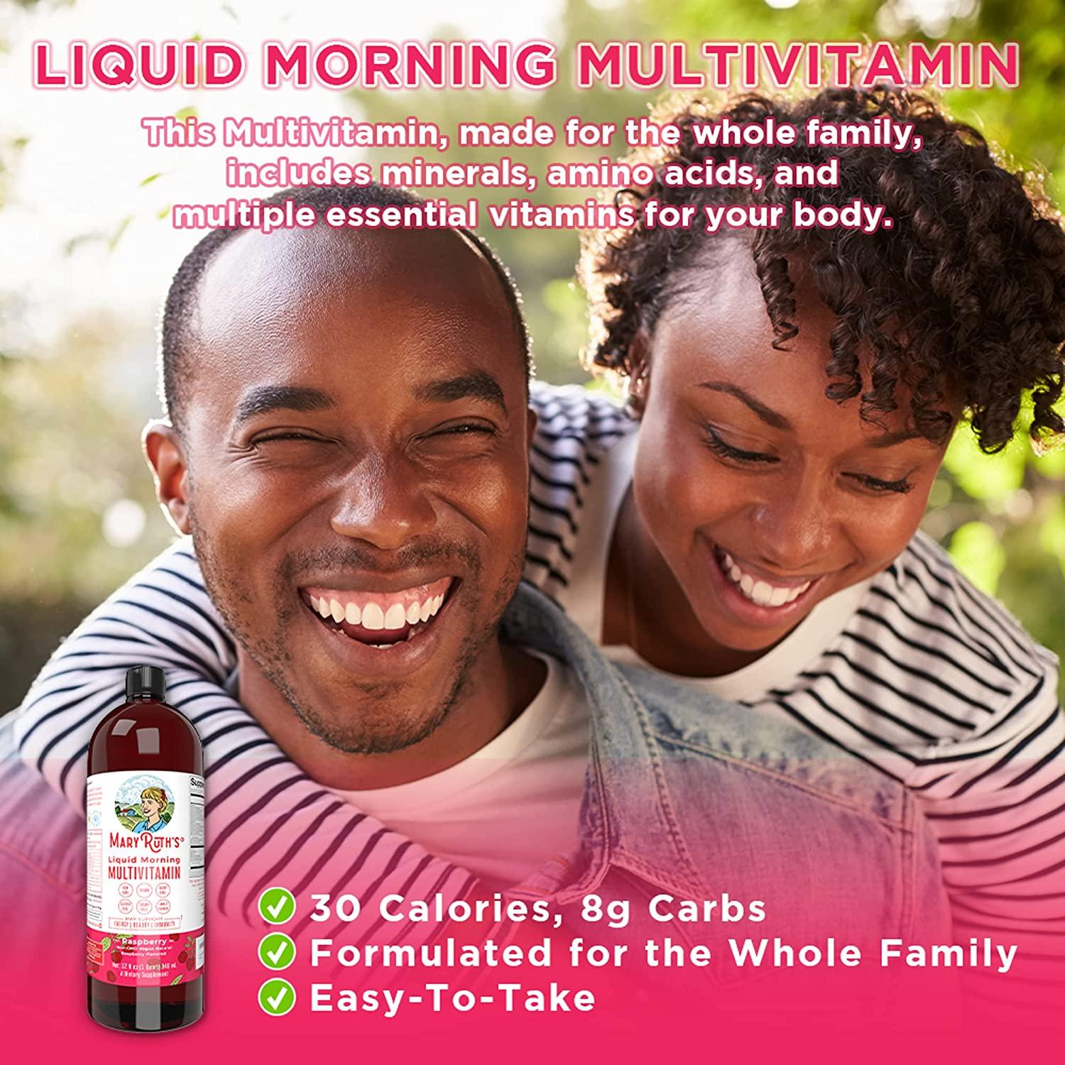 MaryRuth's Morning Liquid Vitamins Raspberry Flavor 32oz for Daily