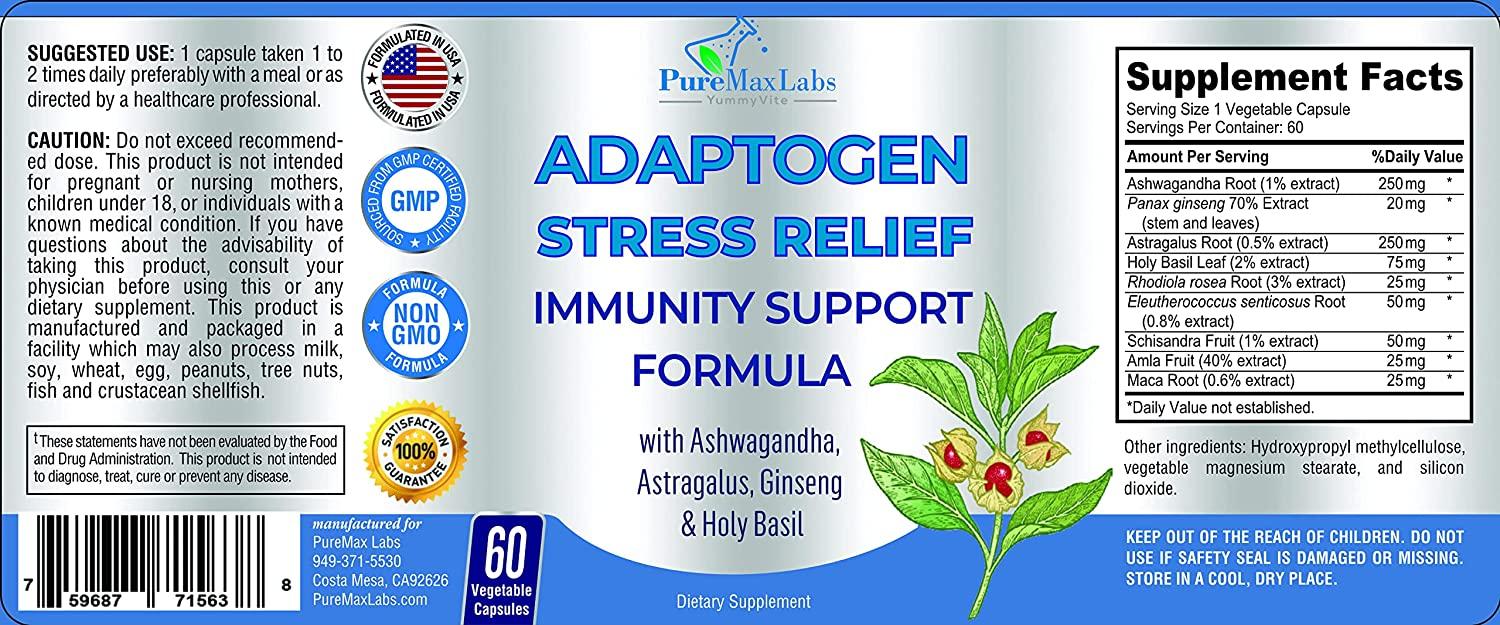 Adaptogen Stress Relief Immune Support Formula, 60 Capsules, Adrenal