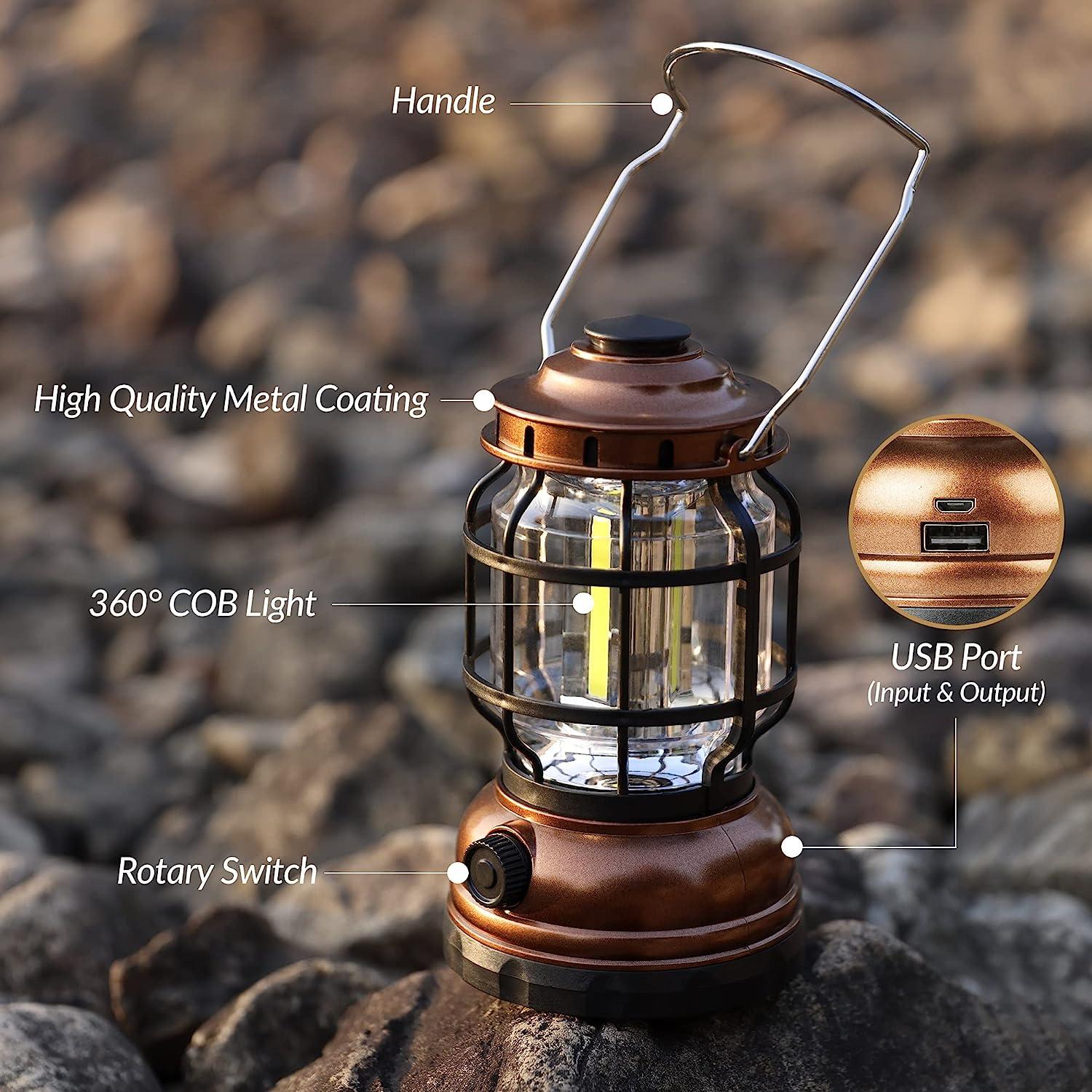 Portable Retro Camping Lamp, Camping Lantern Rechargeable