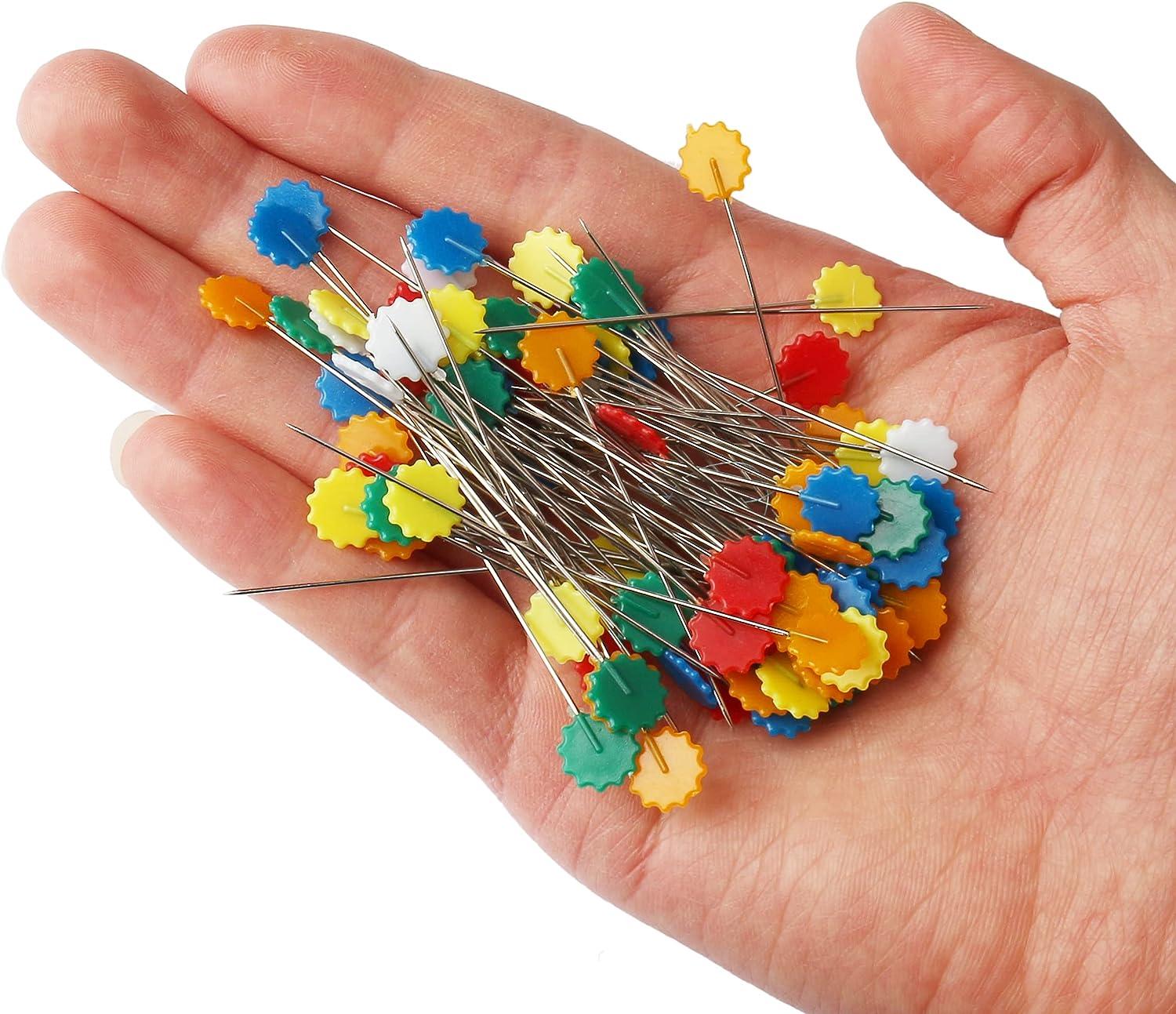 200 Pieces Flat Head Straight Pins Flower Head Sewing Pins Quilting Pins  for Sewing DIY Projects Dressmaker Jewelry Decoration Assorted Colors 200  Dark Flowers