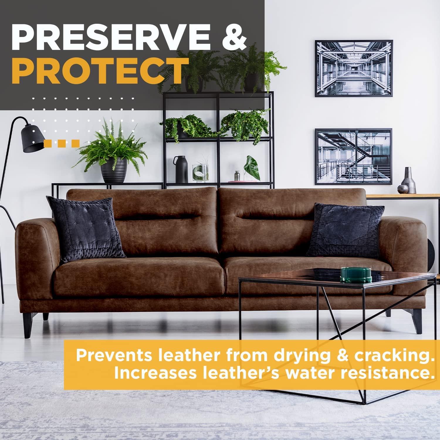 FORTIVO Leather Recoloring Balm Mink Oil, Leather Repair Kit for Furniture, Dark Brown Leather