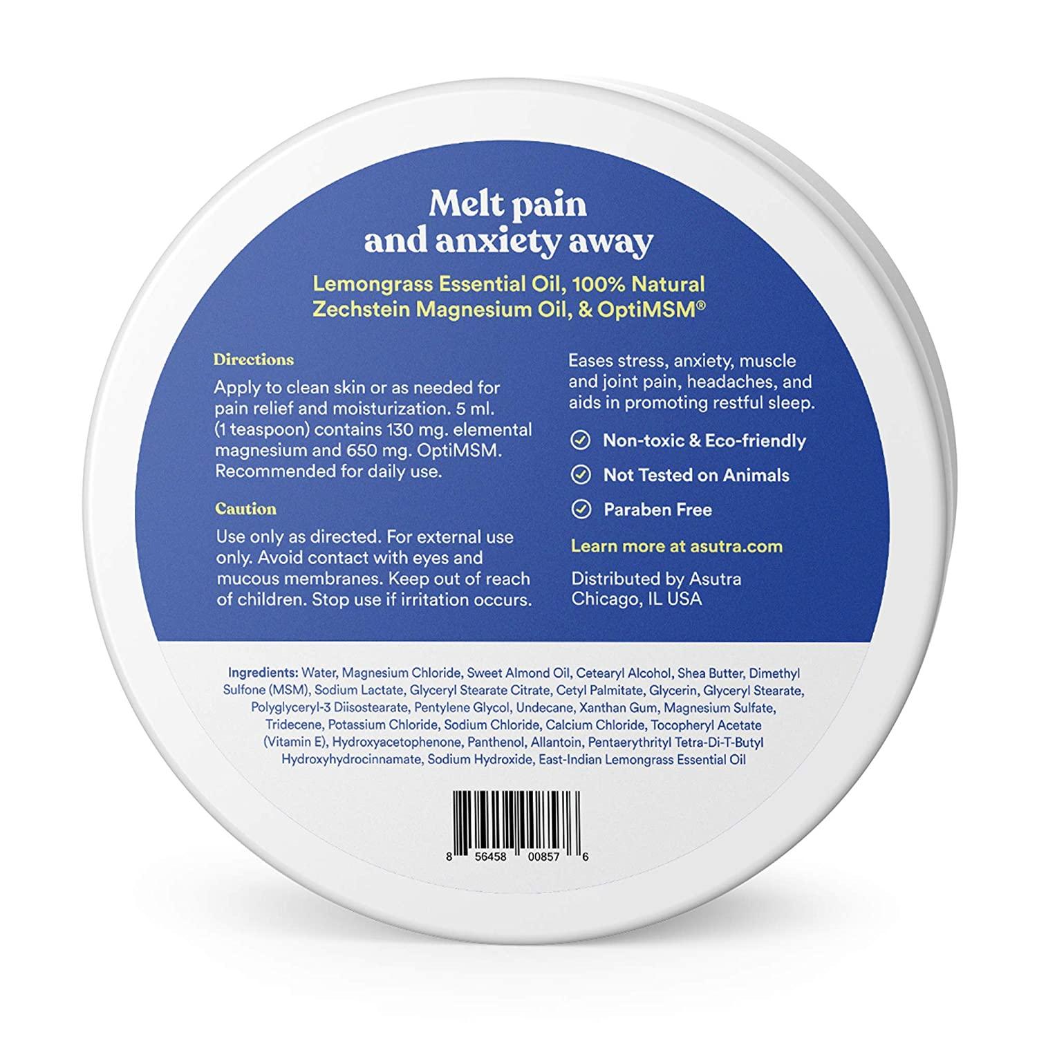 ASUTRA Magnesium Body Butter Lotion with Shea Butter, 6.76 oz Relieve