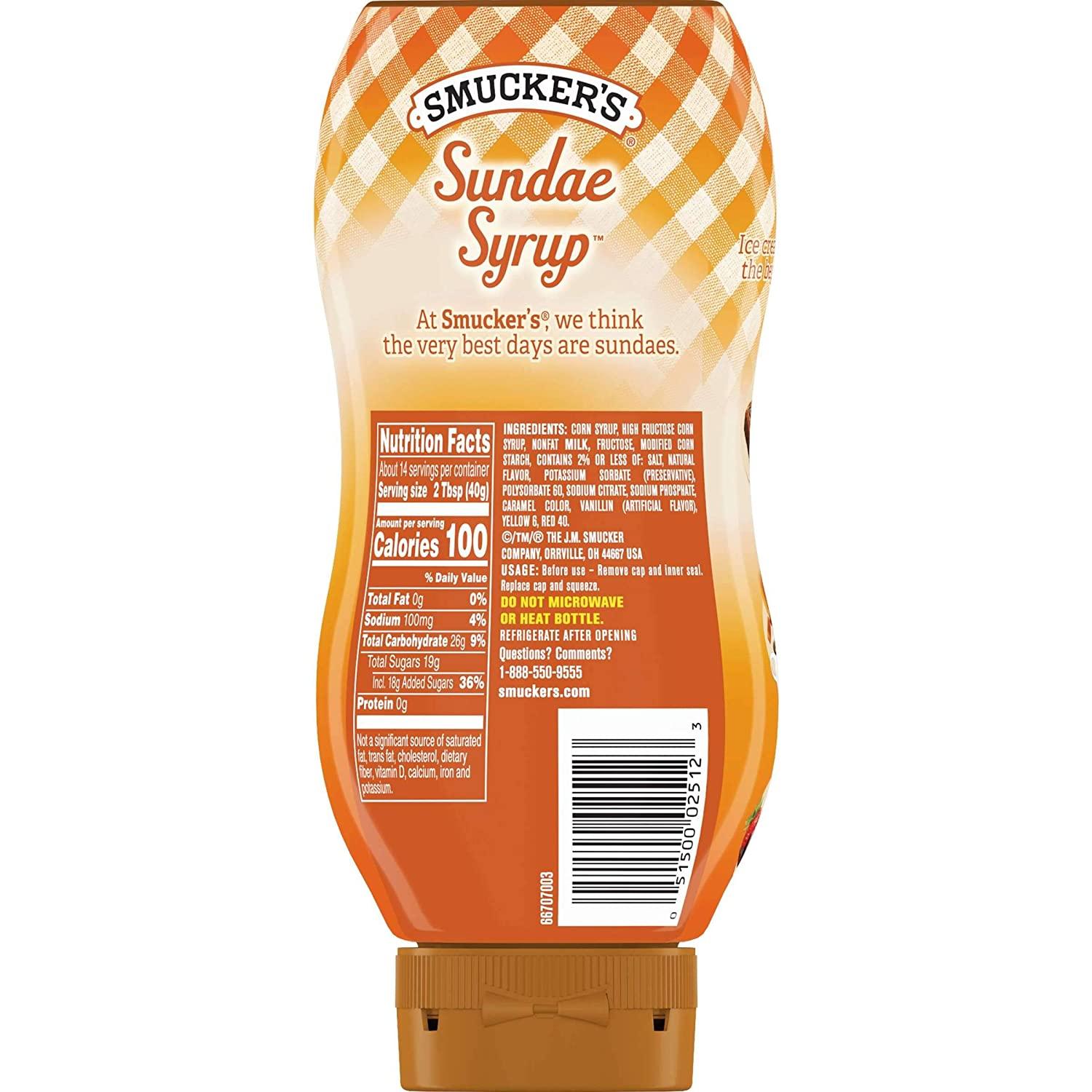 Smuckers Sundae Syrup 20 Oz Variety Pack Caramel, Butterscotch