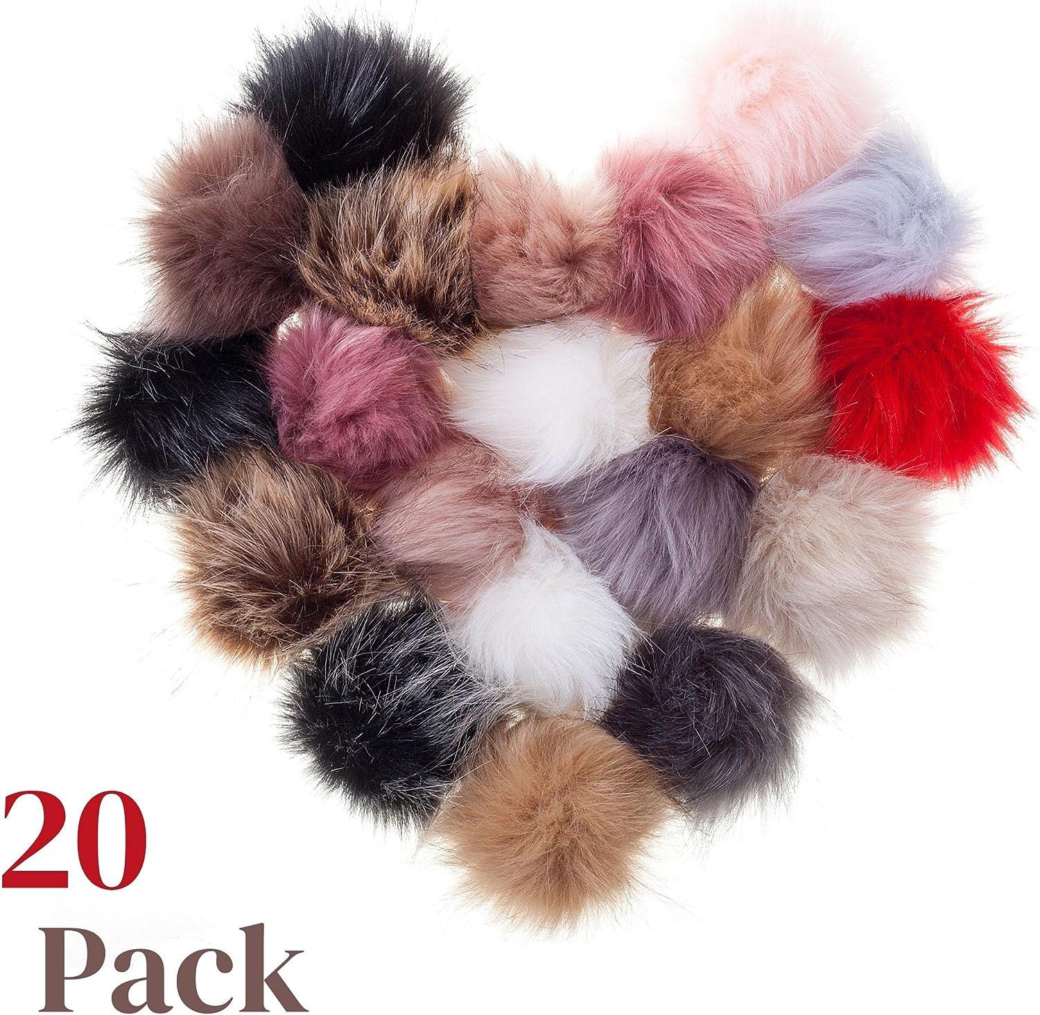 Mr. Pen- Faux Fur Pom Pom 20 Pack 4 Inch 14 Colors Fluffy Pom Pom with  Elastic Loop Pom Poms for Hats Fluffy Hat Pom Poms Pompoms for Hat Knitting  Faux Fur