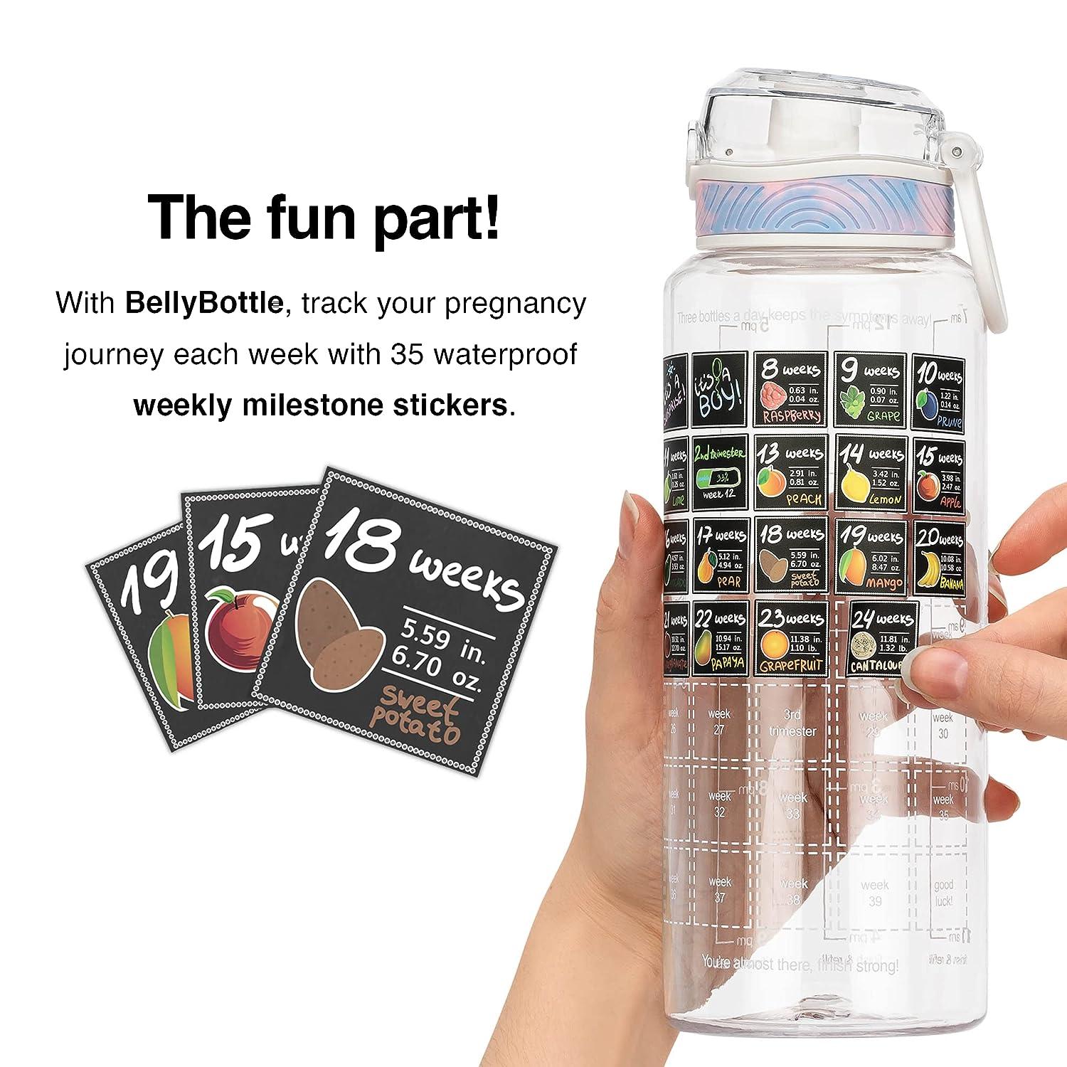 Pregnancy Water Bottle Tracker With Stickers – 1st Trimester Gift For Moms, BPA-Free, Hydration Reminder