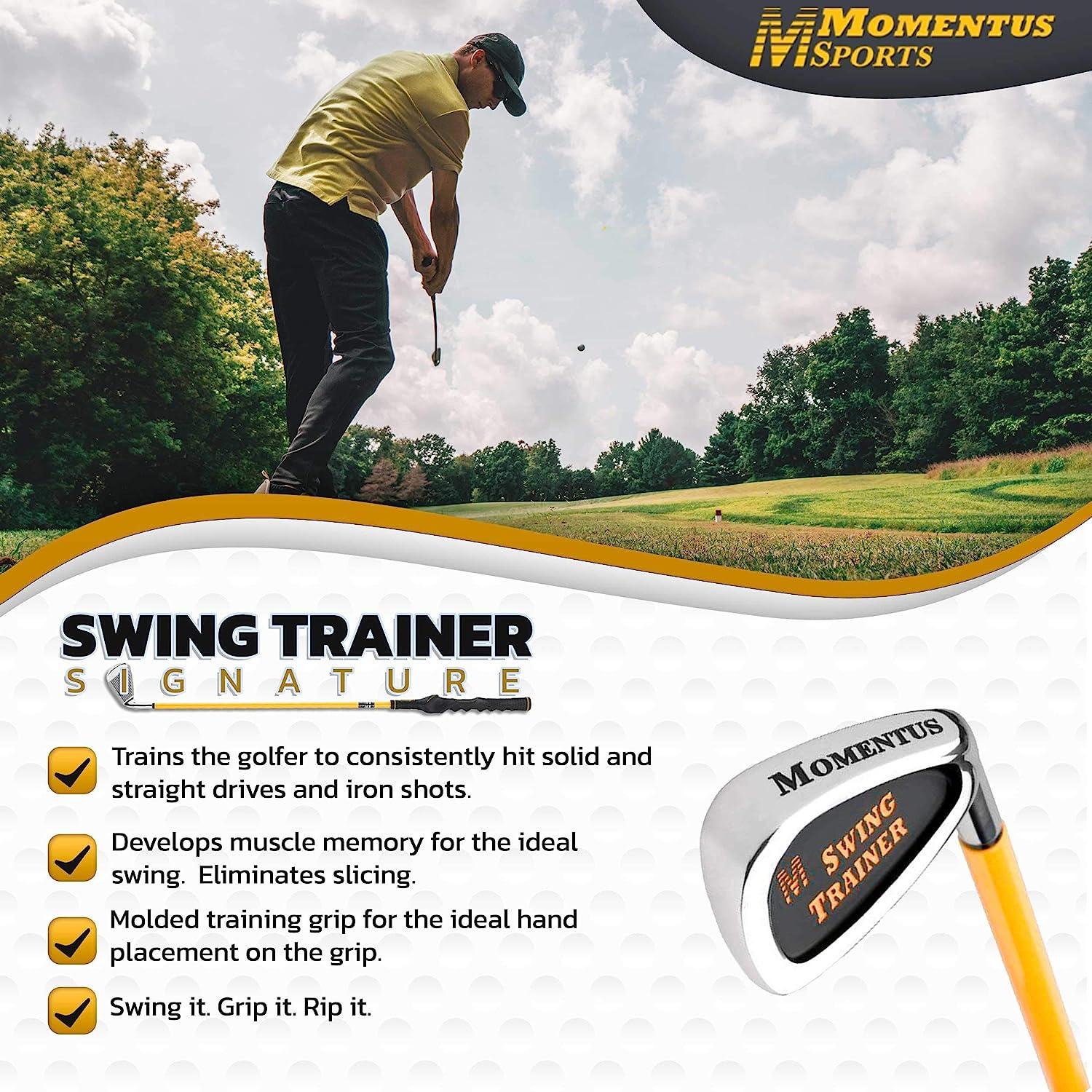 MOMENTUS Weighted Golf Swing Trainer - Shortened 7 Iron for