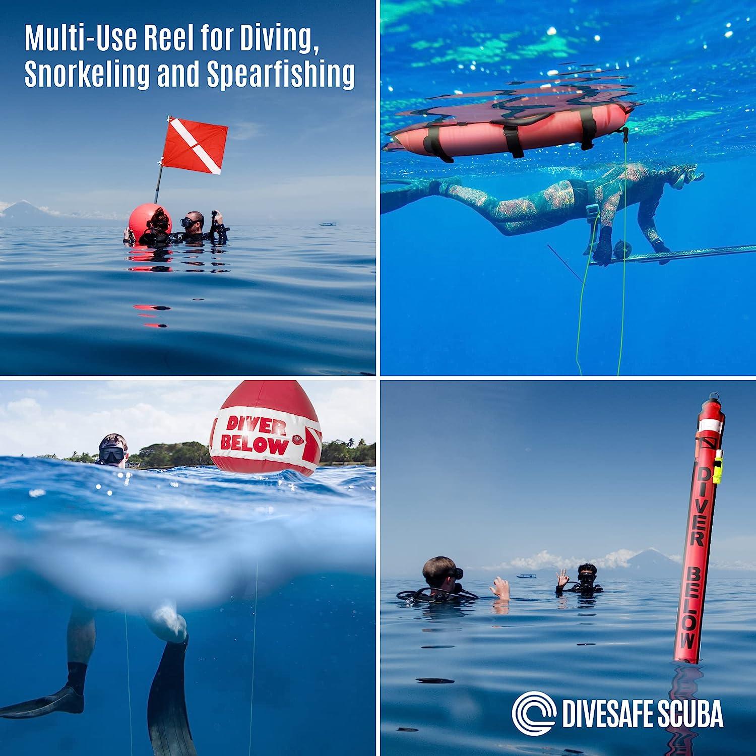 DiveSafe Scuba Diving Reel with Thumb Stopper and High Visibility White Line (150ft' , 270ft