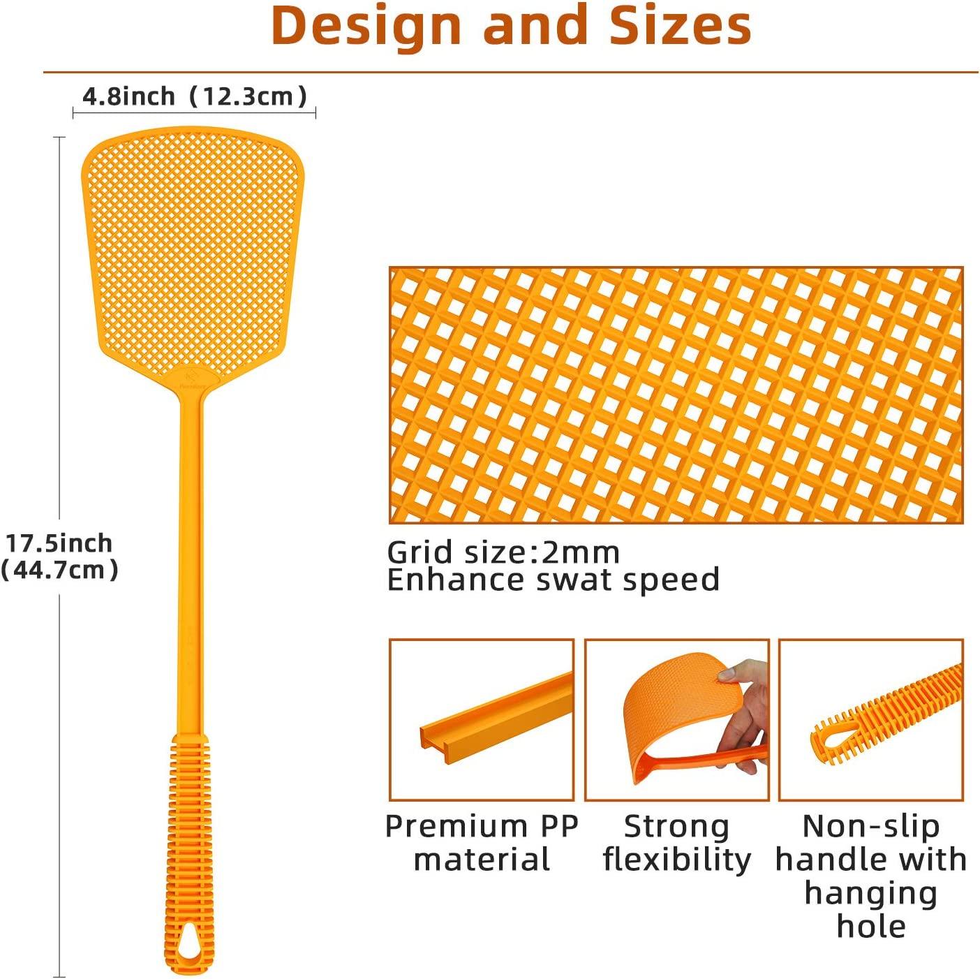 Kensizer 6Pack Plastic Fly Swatters Heavy Duty, Multi Pack Matamoscas