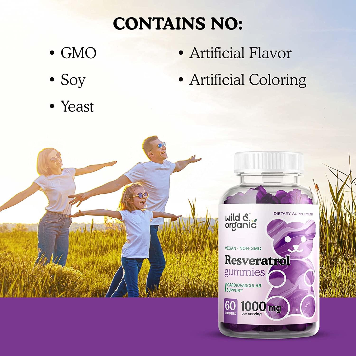 Wild Organic Resveratrol Gummies Resveratrol Supplement for Immune System Antioxidant Support