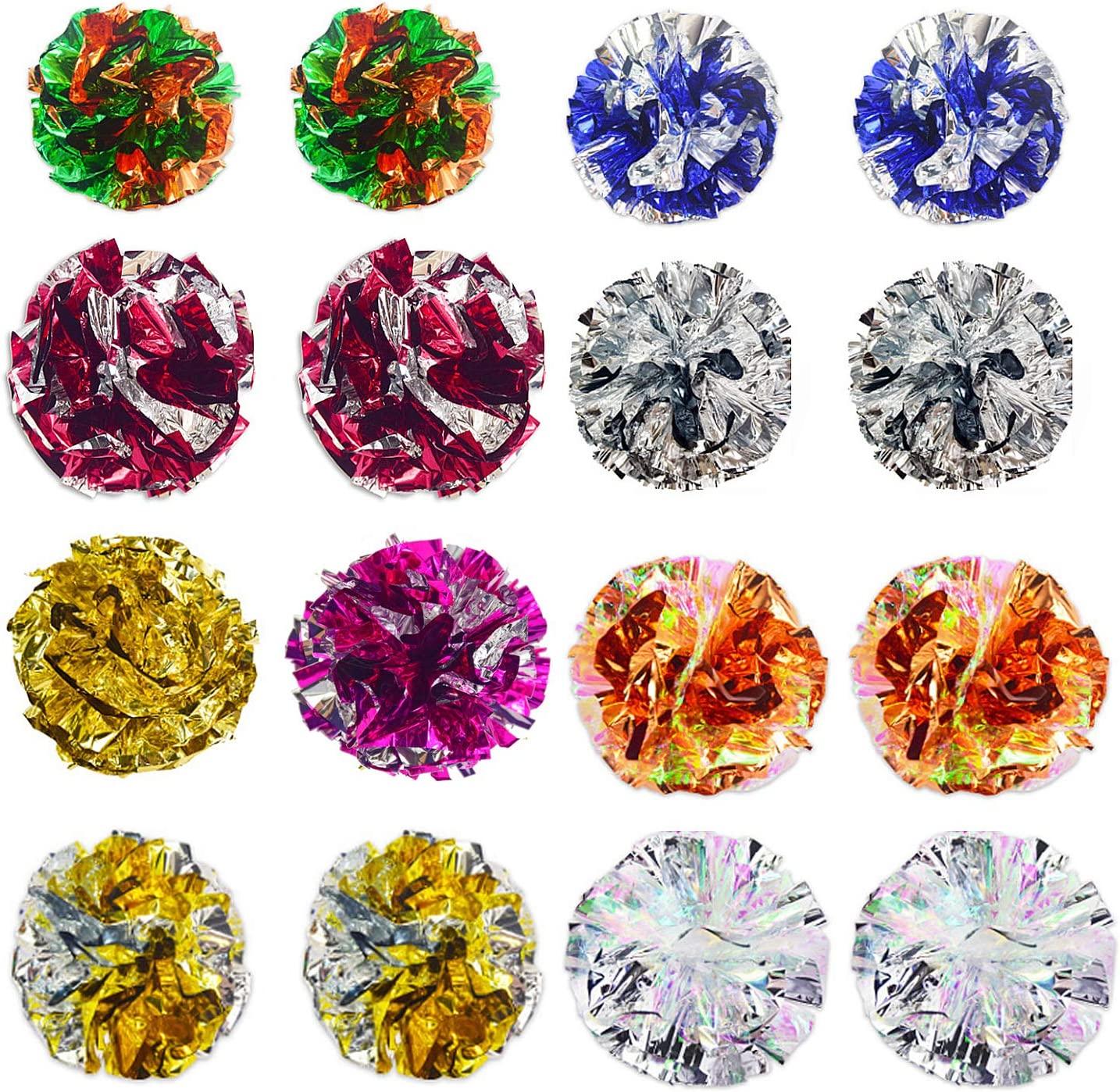 16 Pack Mylar Crinkle Balls for Cats, Crinkle Balls Cat Toys