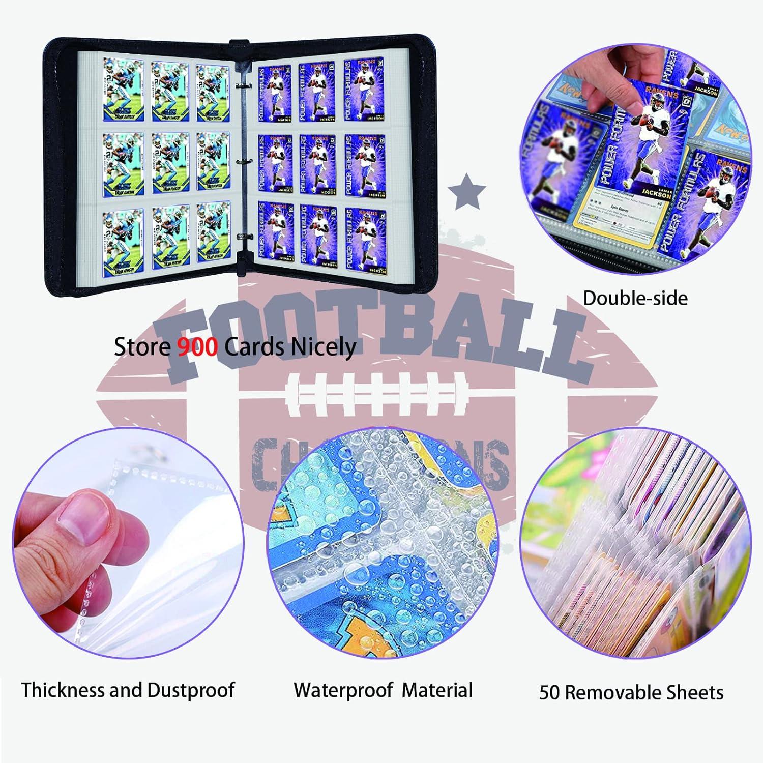 football card sleeves for binders Amazon.com: Football Card Binder with Sleeves, 450 Pockets, Zipper Closure,  Sports Trading Card Holder, 9-Pocket Removable Sleeves, D-Ring,  Water-Resistant, Football-Themed, Acid-Free Pages