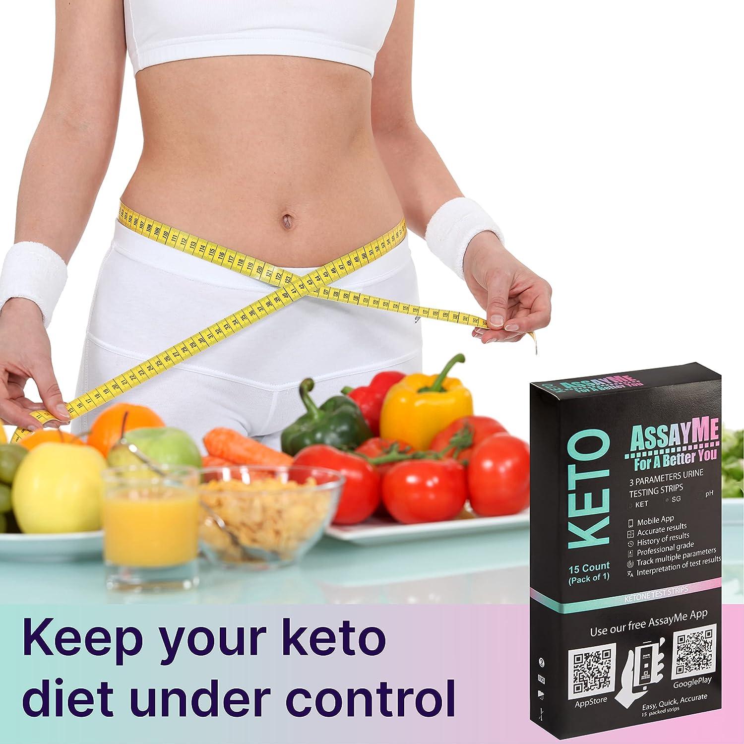 AssayMe Keto, 15 Keto Test Strips, Ketone Strips for Tracking Ketosis Ketogenic & LowCarb Diets