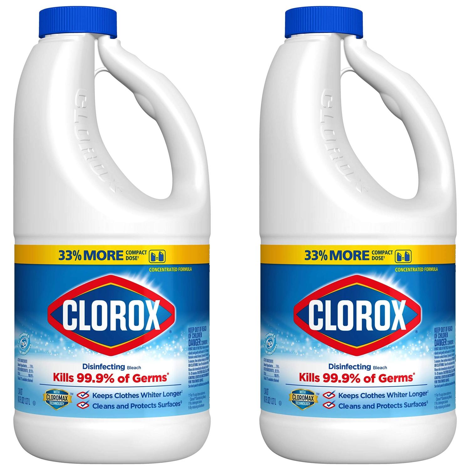 Clorox Splash-Less Bleach, Concentrated Formula, Clean Linen, 40 Ounce  Bottle - Pack of 2 (Package May Vary)