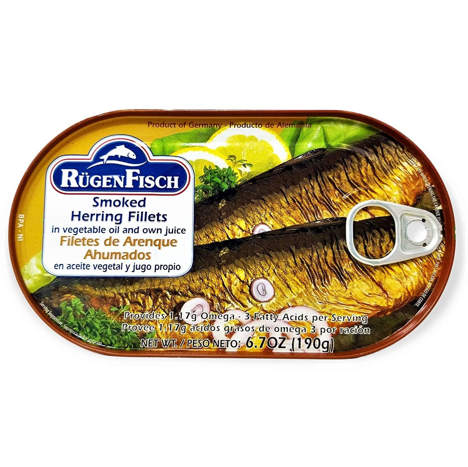 Smoked Herring Fillets Rugenfisch Filets de Hareng Fumes 6.7 oz (10